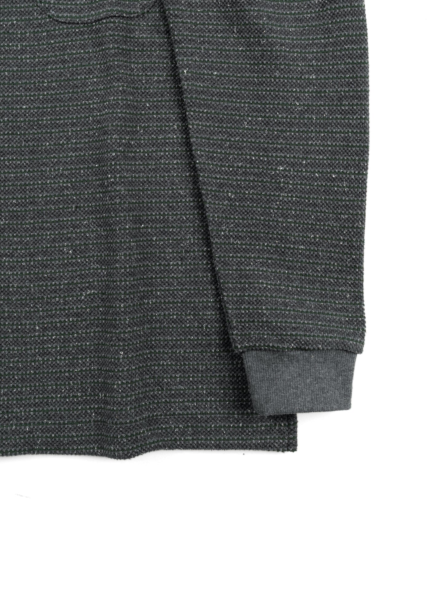 SILK NEP HEAVY MOSS STITCH BORDER LONG SLEEVE T-SHIRTS｜GREEN