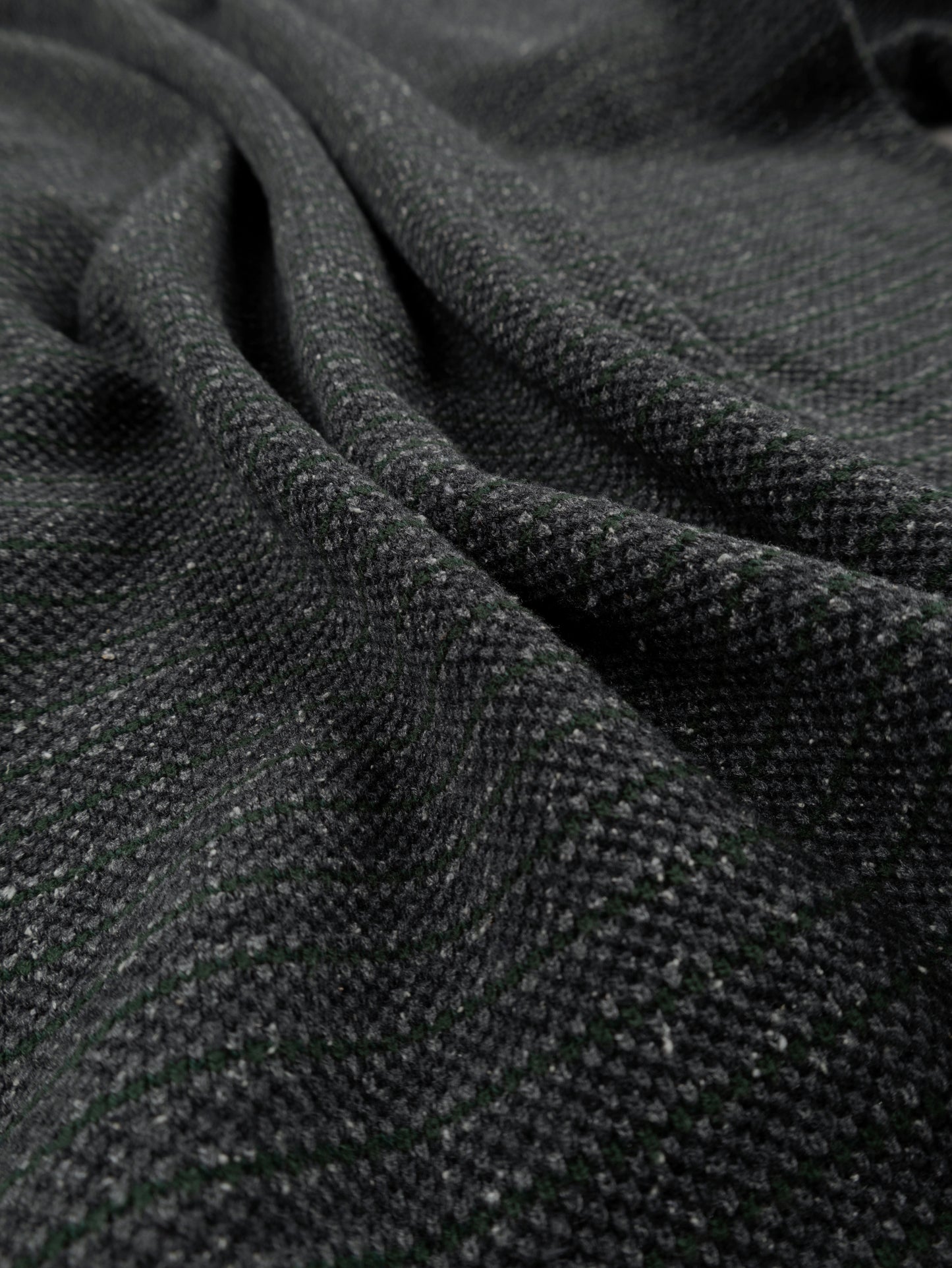 SILK NEP HEAVY MOSS STITCH BORDER LONG SLEEVE T-SHIRTS｜GREEN