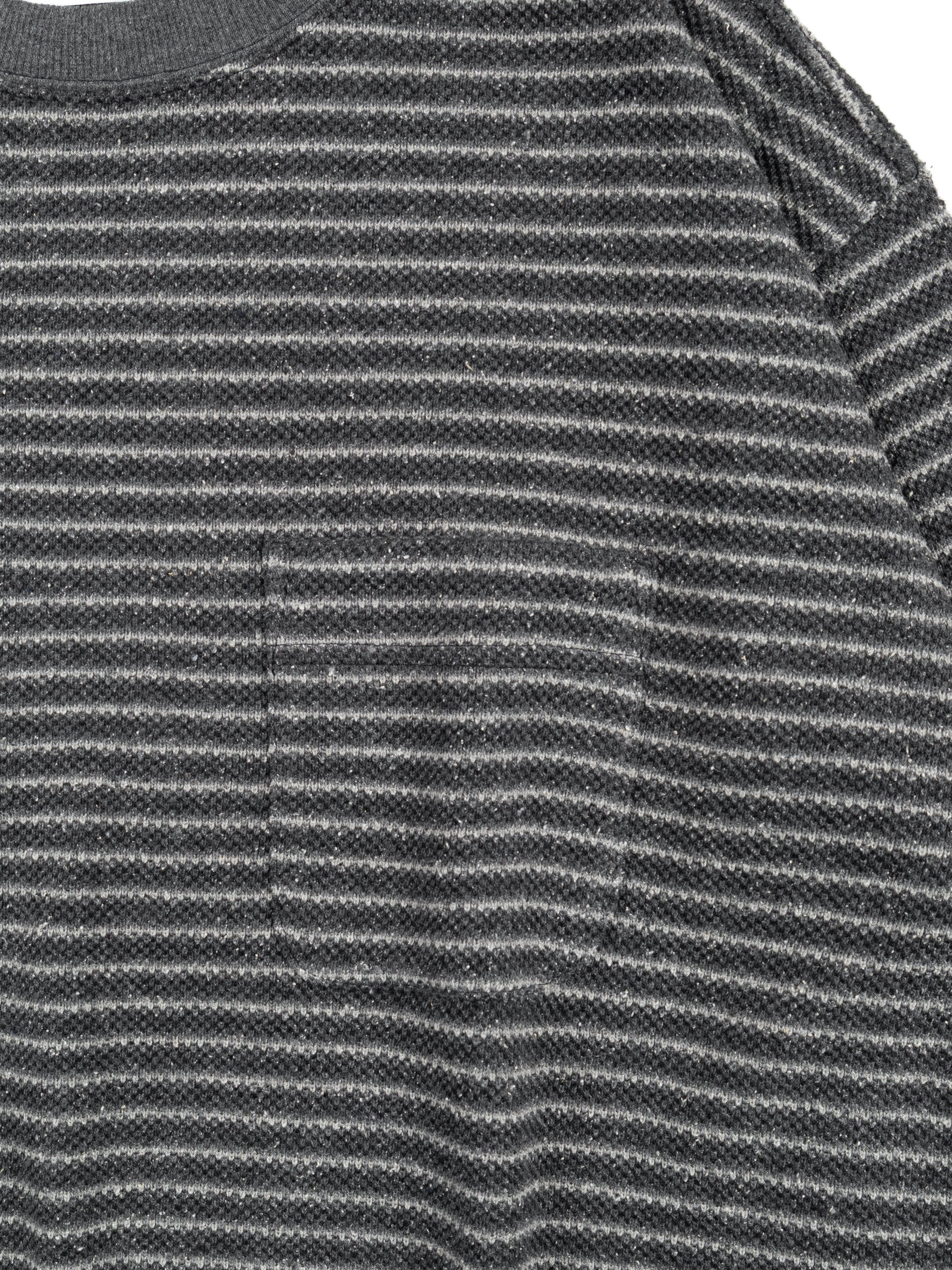 SILK NEP HEAVY MOSS STITCH BORDER LONG SLEEVE T-SHIRTS｜GRAY – Cornier