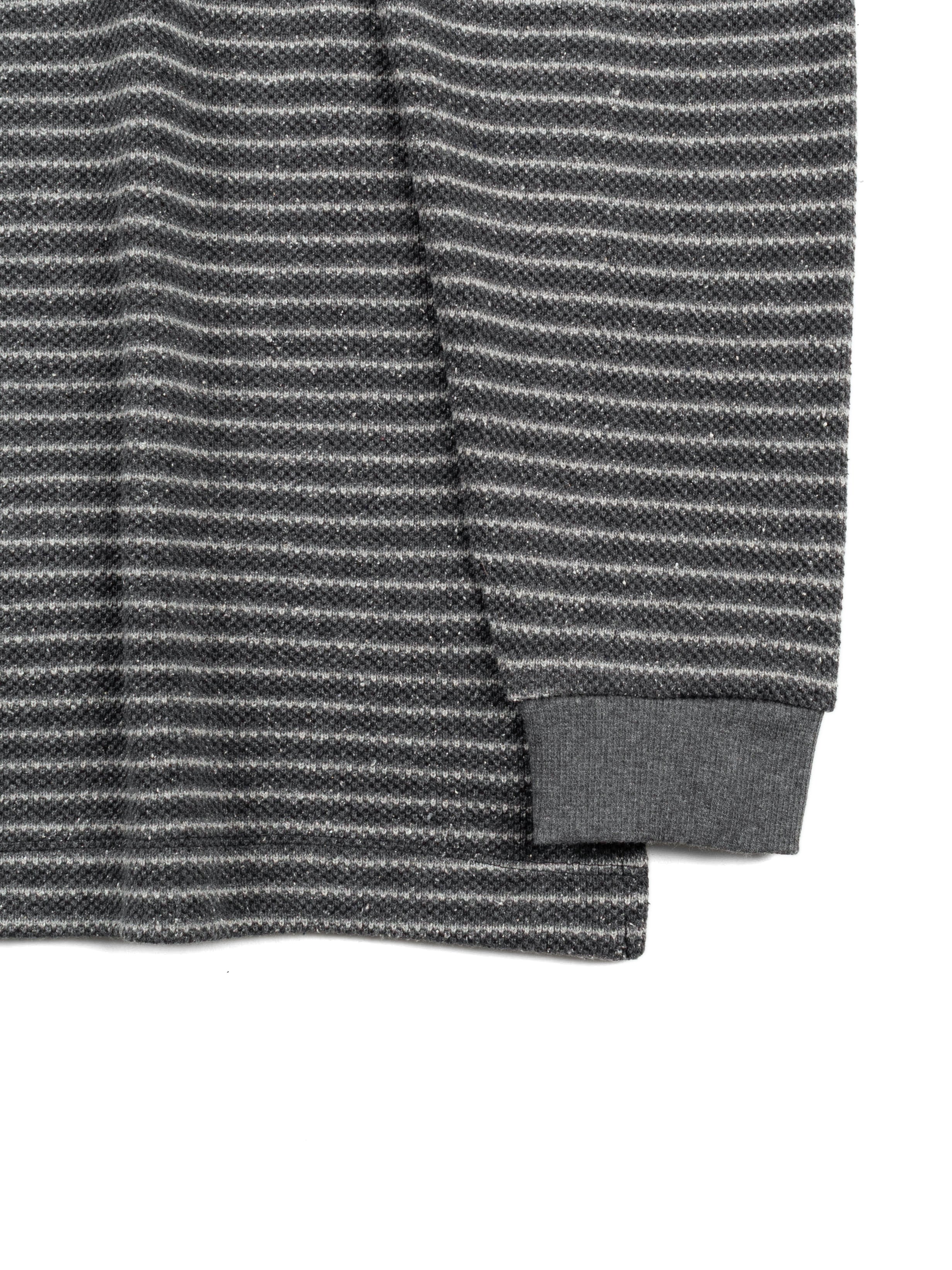 SILK NEP HEAVY MOSS STITCH BORDER LONG SLEEVE T-SHIRTS｜GRAY – Cornier