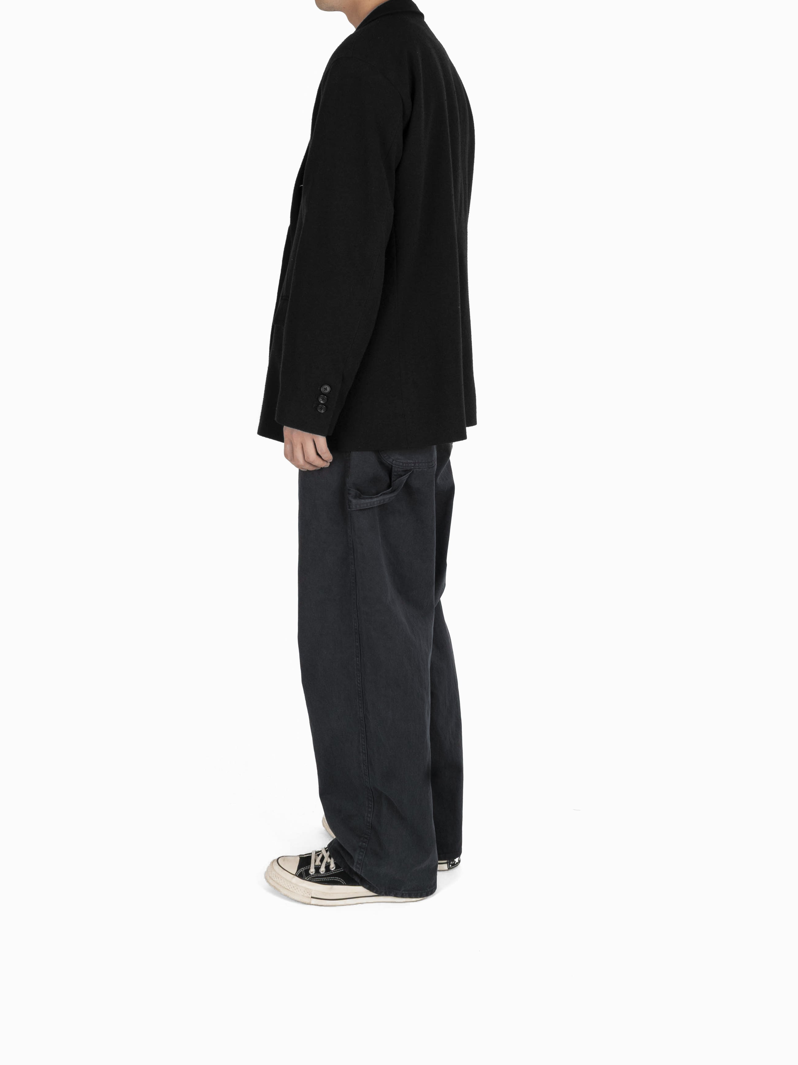 GARMENT DYED FINX/ZIMBABWE COTTON TWILL PAINTER PANTS｜INK BLACK
