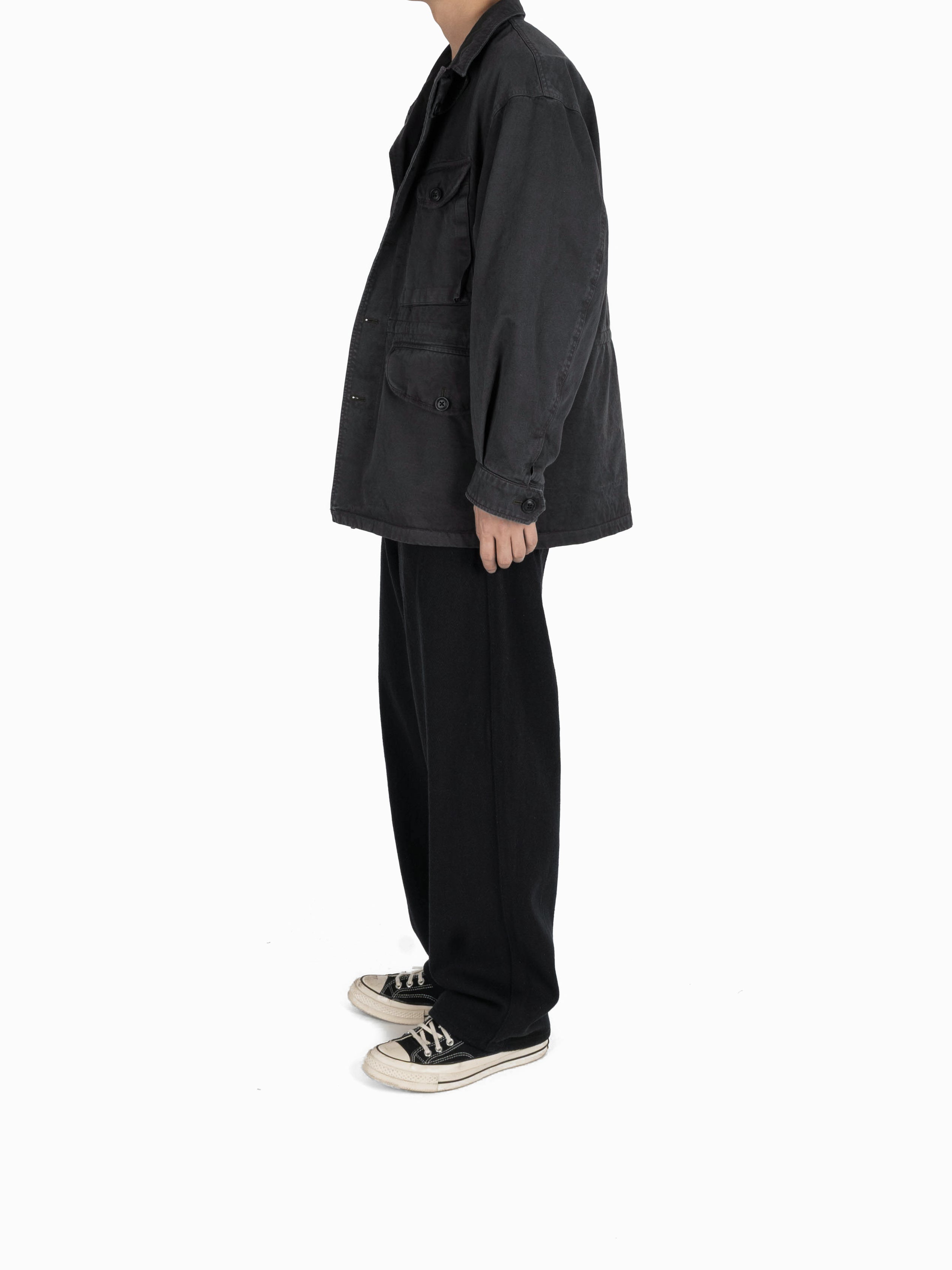 GARMENT DYED FINX/ZIMBABWE COTTON TWILL M-43 FIELD JKT｜INK BLACK