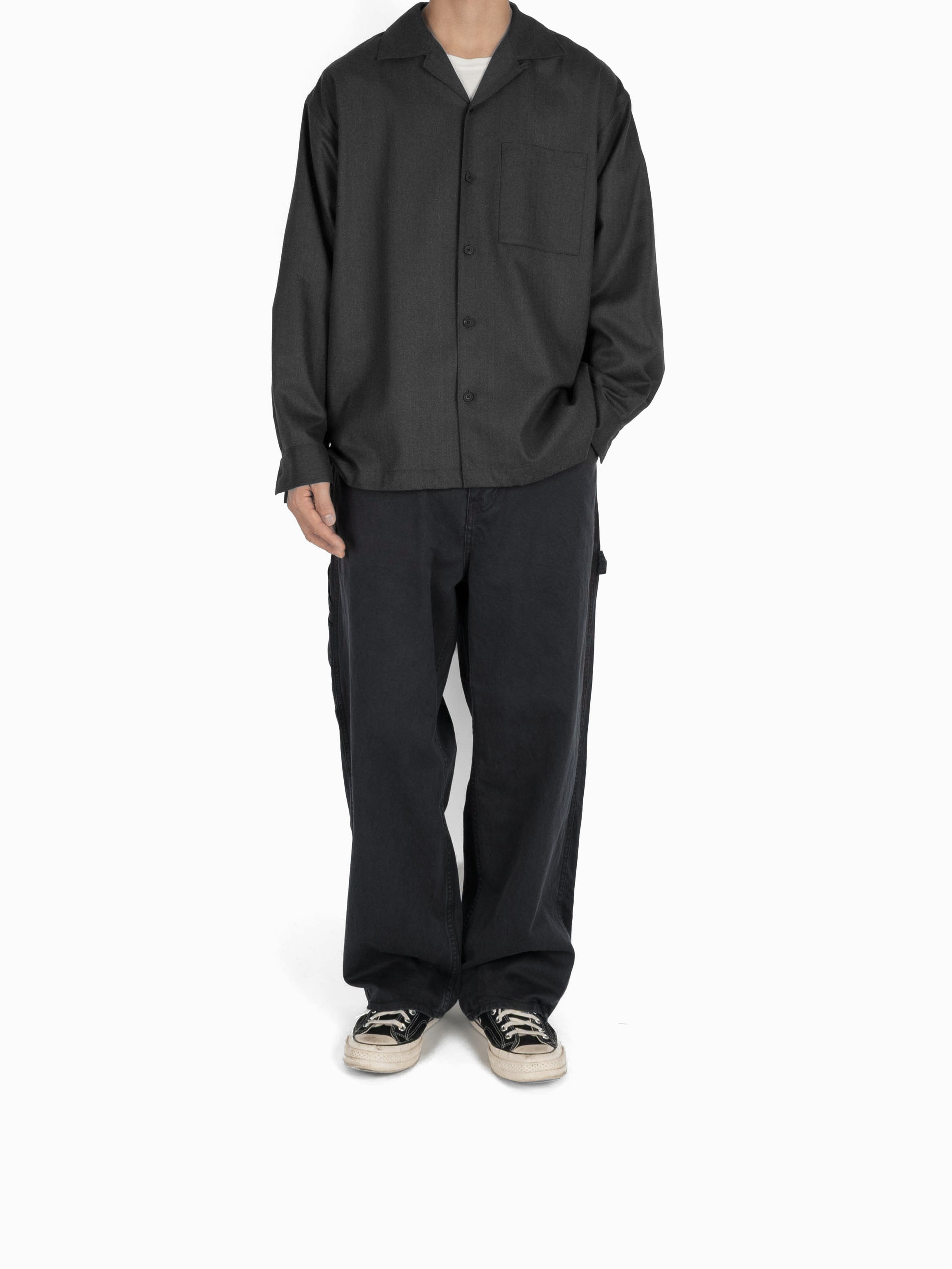 Super130's WOOL/SILK HERRINGBONE SHIRTS｜CHARCOAL – Cornier