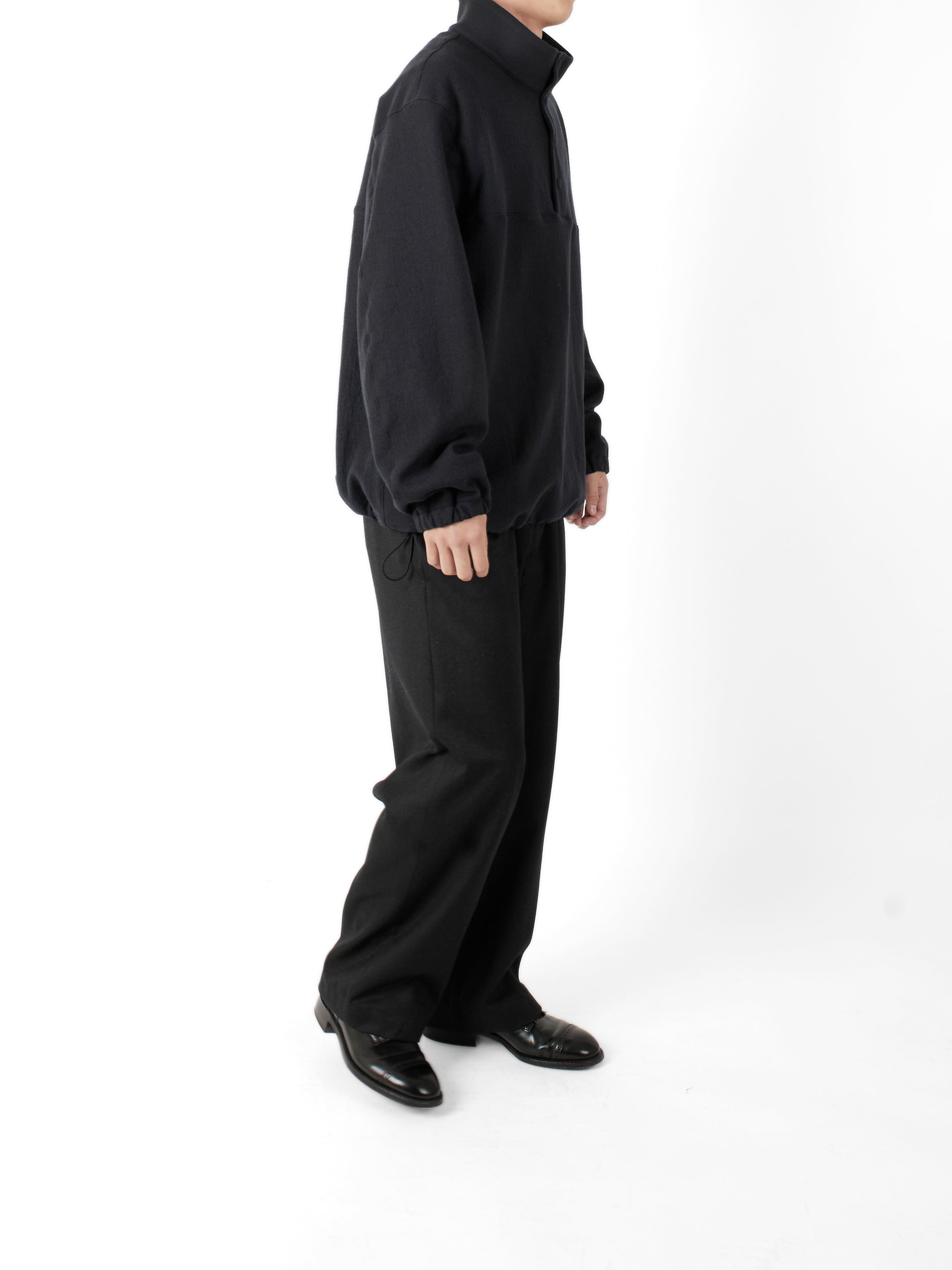 Super160's WOOL CRATER JERSEY PULLOVER｜BLACK – Cornier