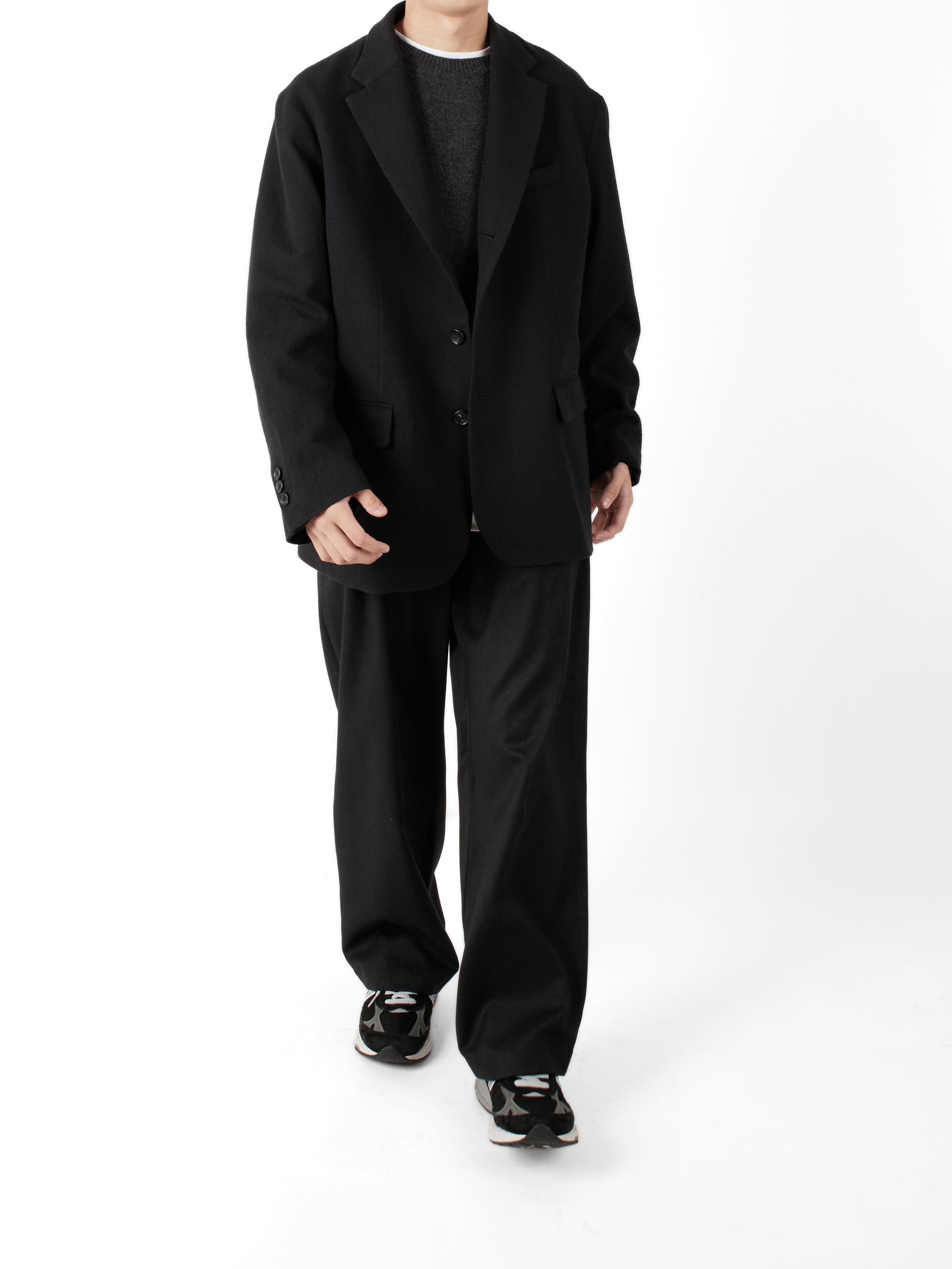 Super140's WOOL SILK NEP OVERSIZED JACKET｜BLACK – Cornier