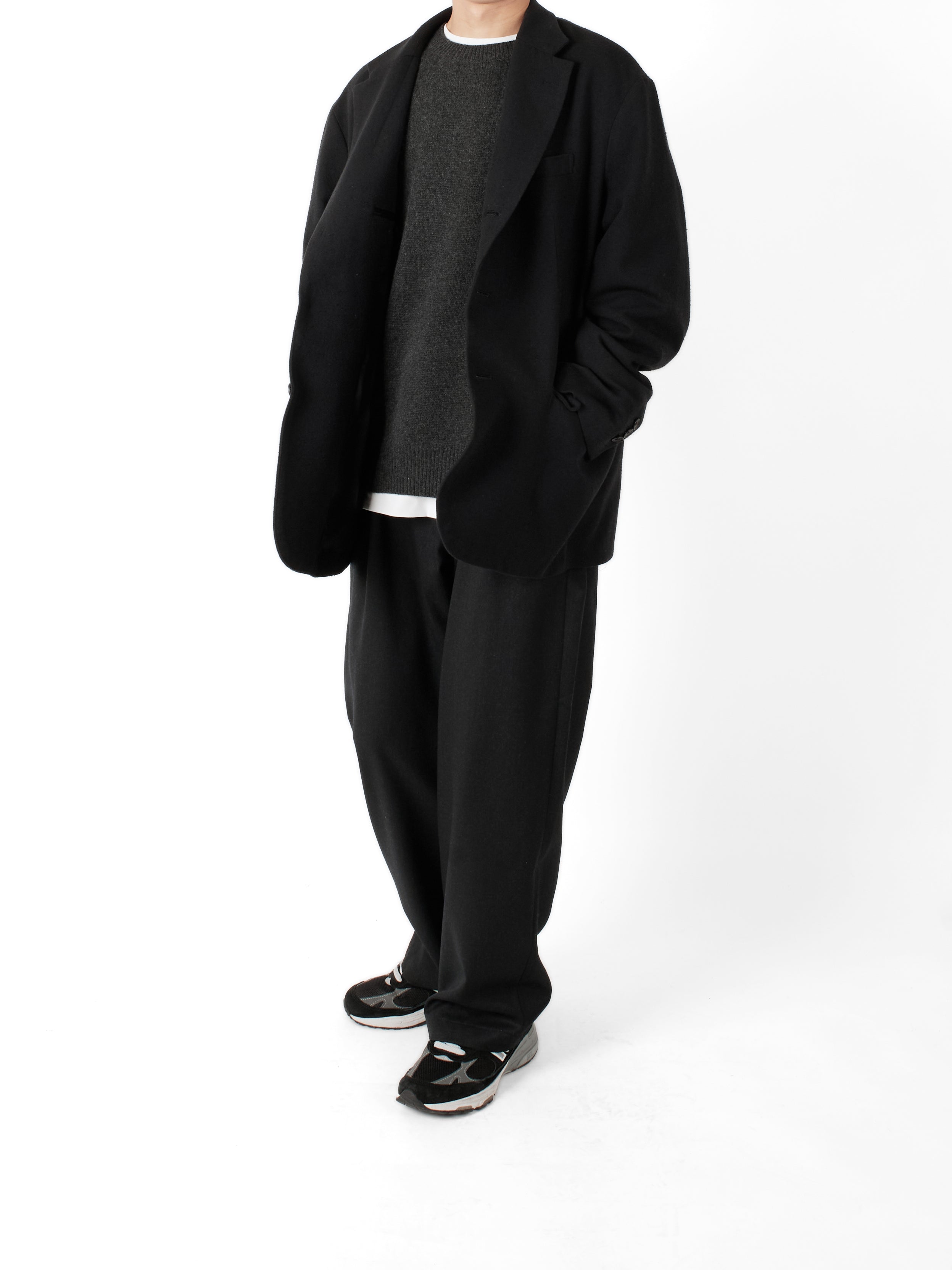 Super140's WOOL SILK NEP OVERSIZED JACKET｜BLACK – Cornier