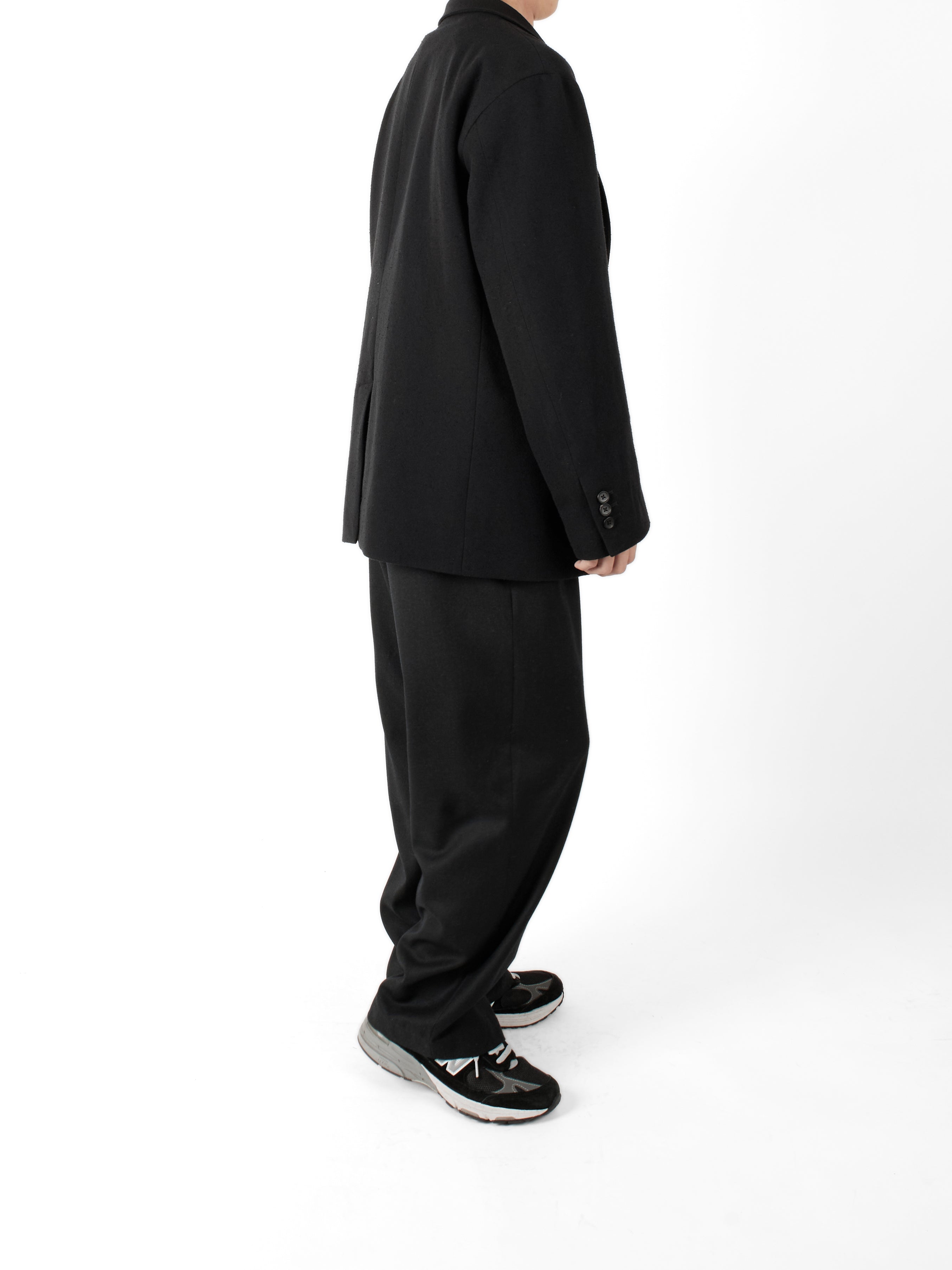 Super140's WOOL SILK NEP OVERSIZED JACKET｜BLACK – Cornier