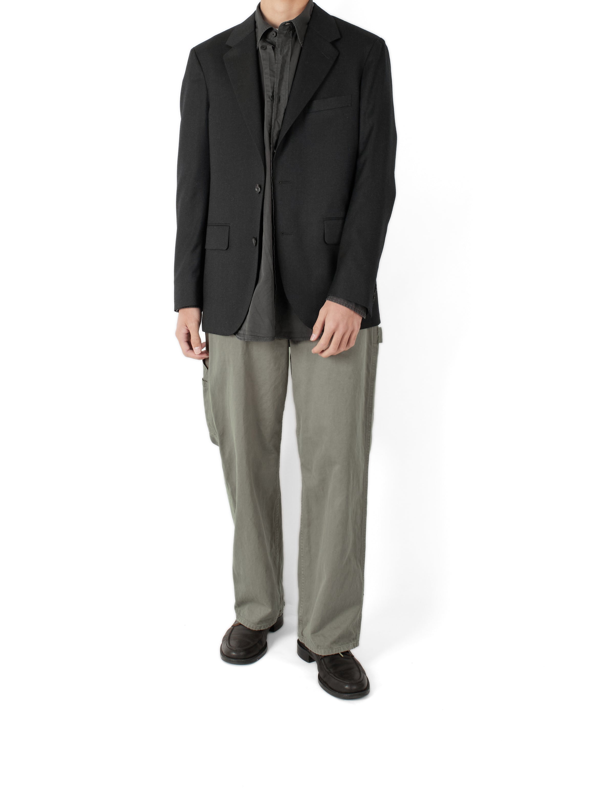 GARMENT DYED FINX COTTON TWILL BIG SHIRTS｜INK BLACK – Cornier