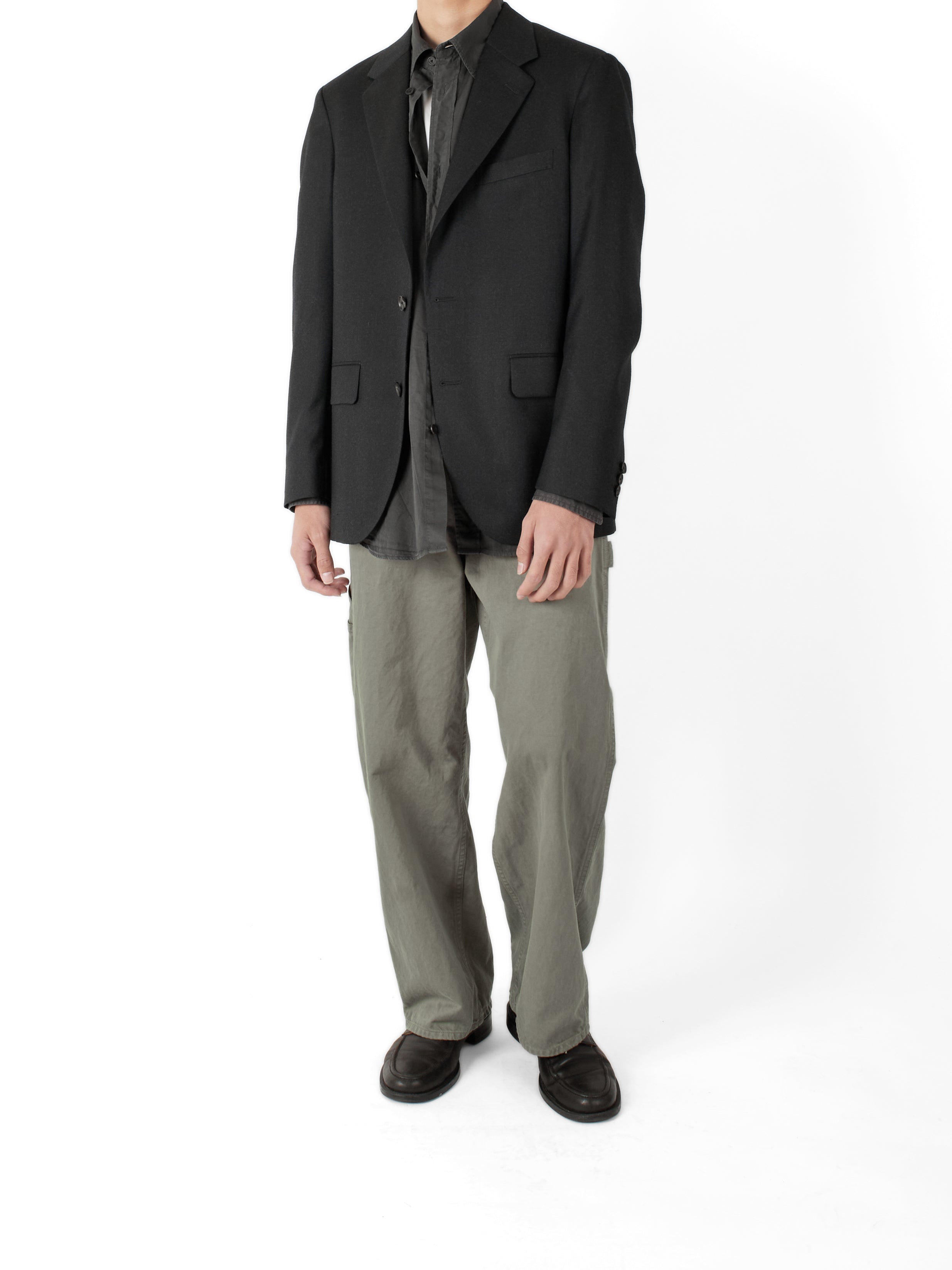 GARMENT DYED FINX COTTON TWILL BIG SHIRTS｜INK BLACK – Cornier
