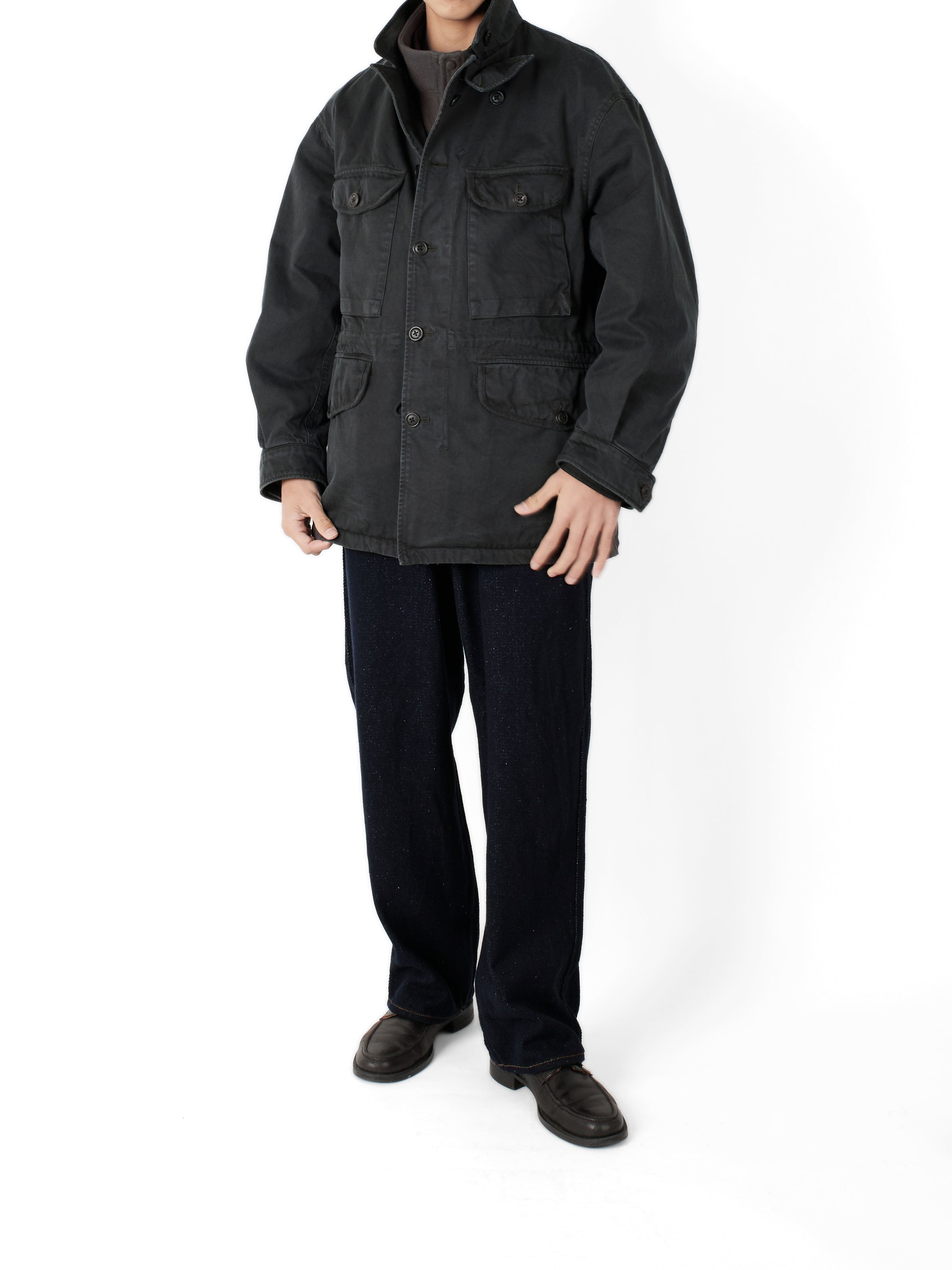 GARMENT DYED FINX/ZIMBABWE COTTON TWILL M-43 FIELD JKT｜INK BLACK