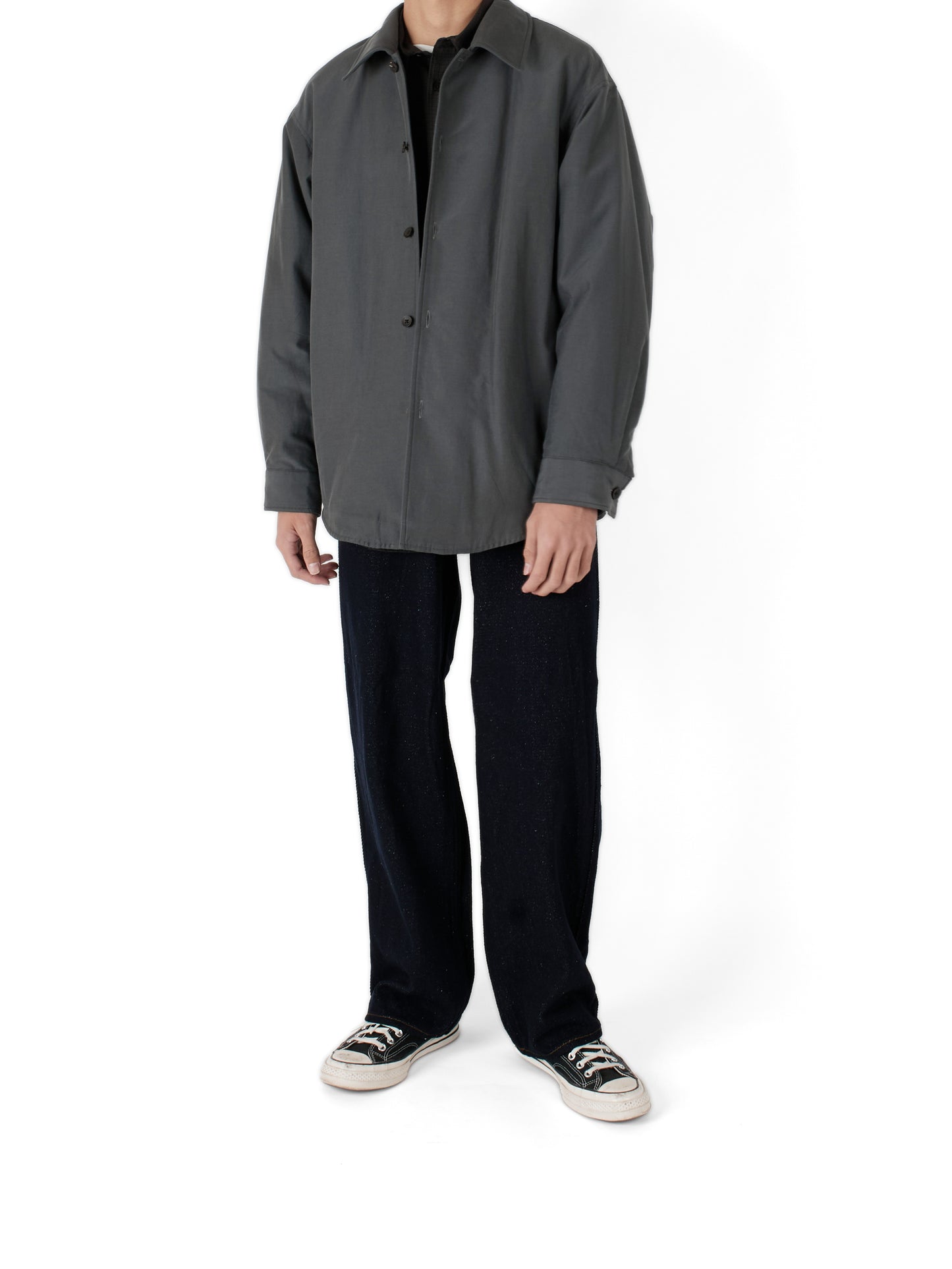 Model 174cm/60kg size M color BLUE GRAY着用