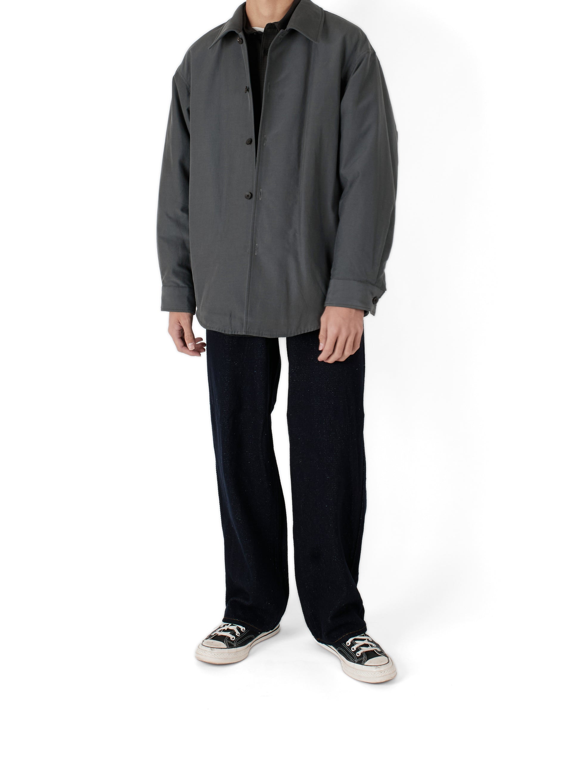 Model 174cm/60kg size M color BLUE GRAY着用