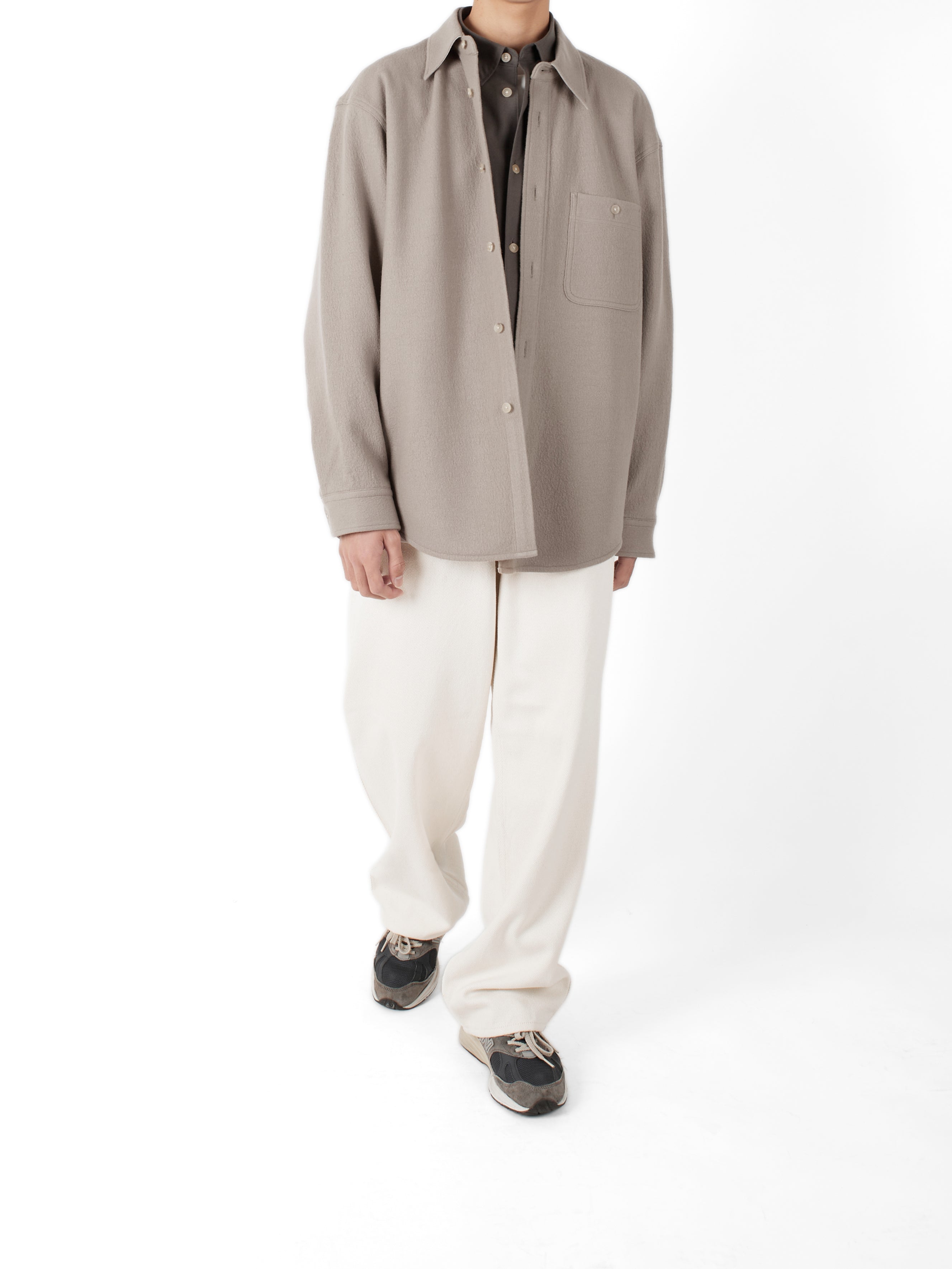 Super160's WOOL CRATER JERSEY SHIRTS｜GREIGE – Cornier