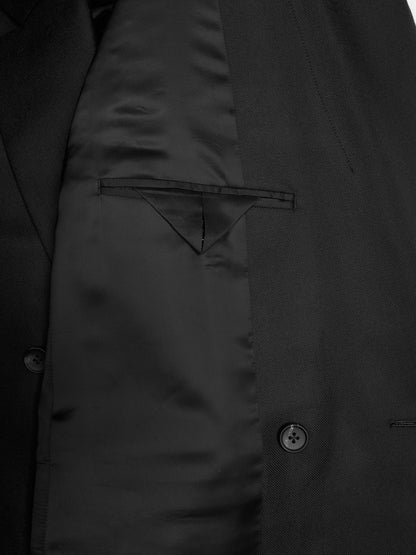 Super140's WOOL MAT DOUBLE BREASTED CHESTER COAT｜BLACK