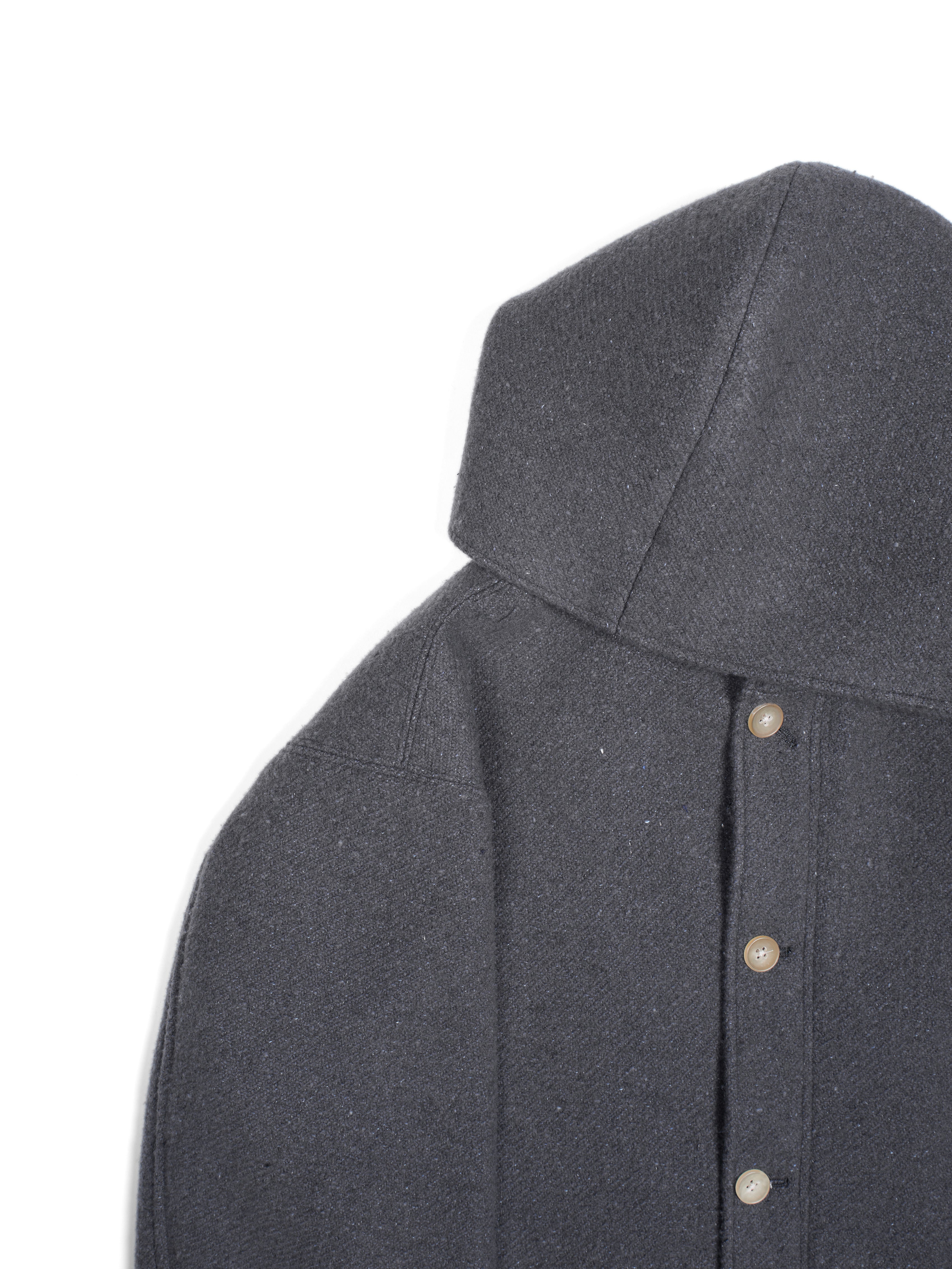 Super140's WOOL /LINEN TWISTED TWEED HOODED COAT｜GRAY – Cornier