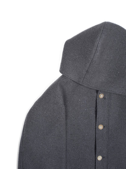 Super140's WOOL /LINEN TWISTED TWEED HOODED COAT｜GRAY
