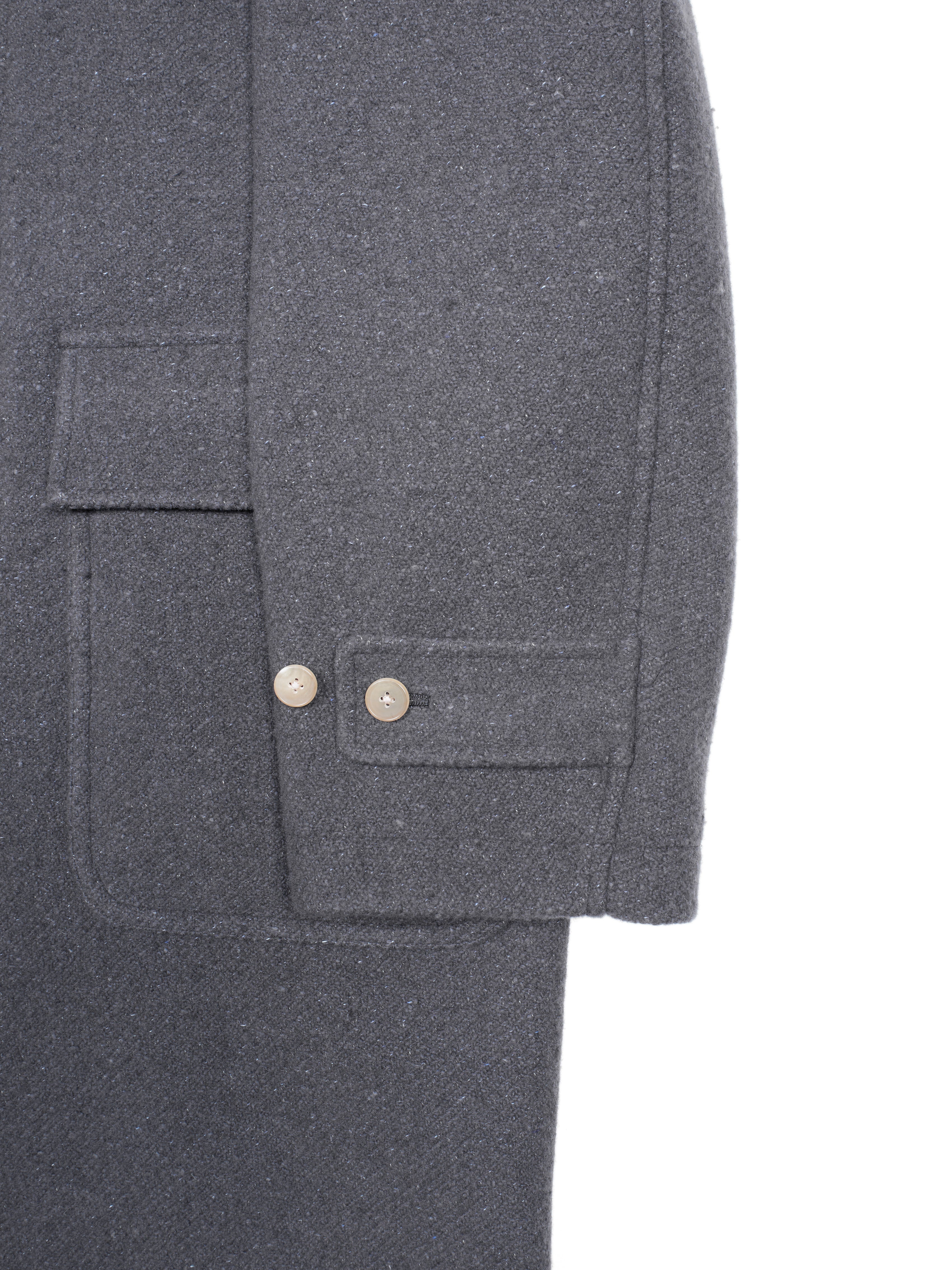 Super140's WOOL /LINEN TWISTED TWEED HOODED COAT｜GRAY – Cornier
