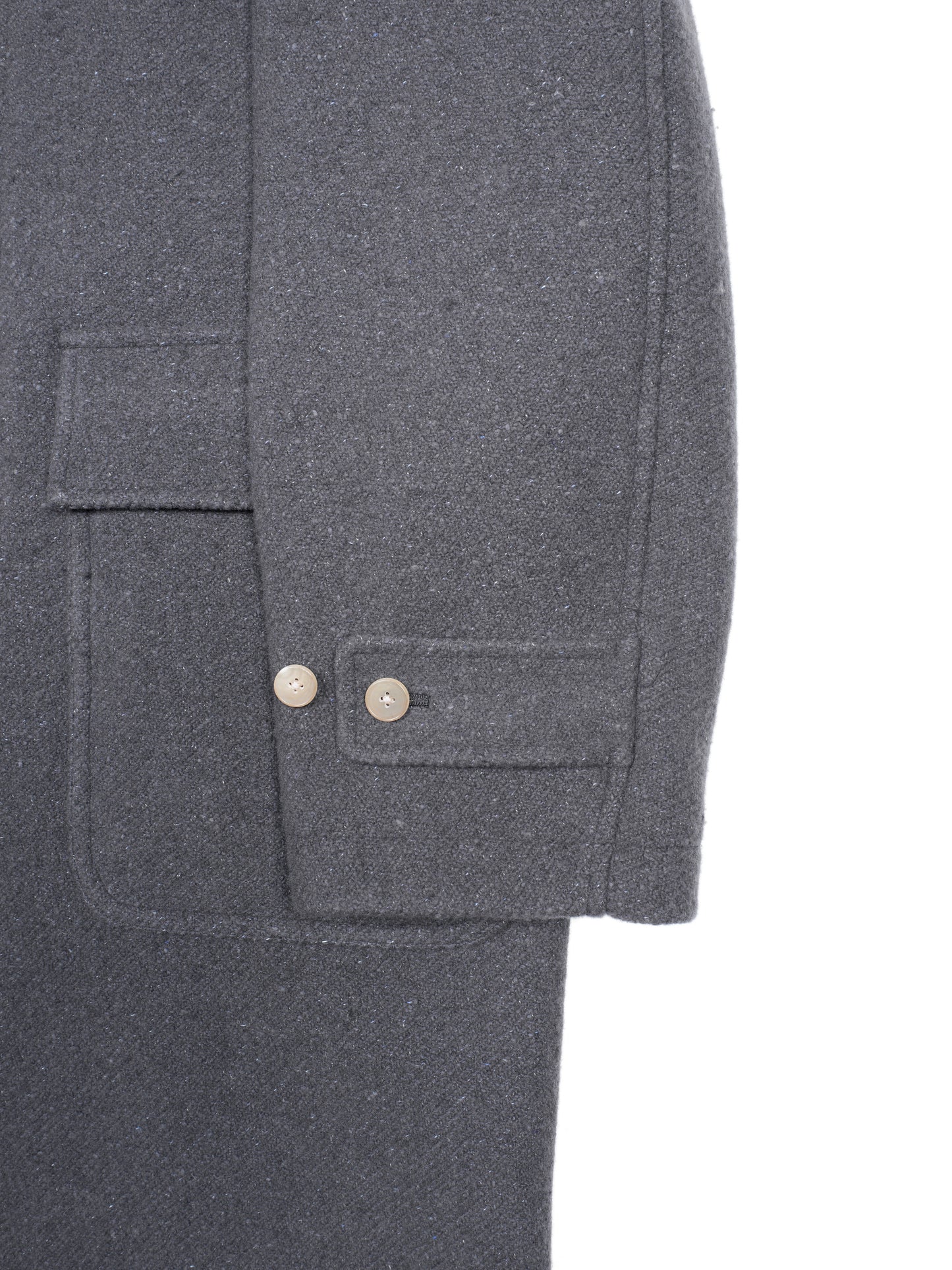 Super140's WOOL /LINEN TWISTED TWEED HOODED COAT｜GRAY