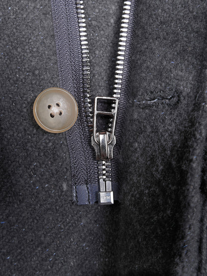 Super140's WOOL /LINEN TWISTED TWEED HOODED COAT｜GRAY