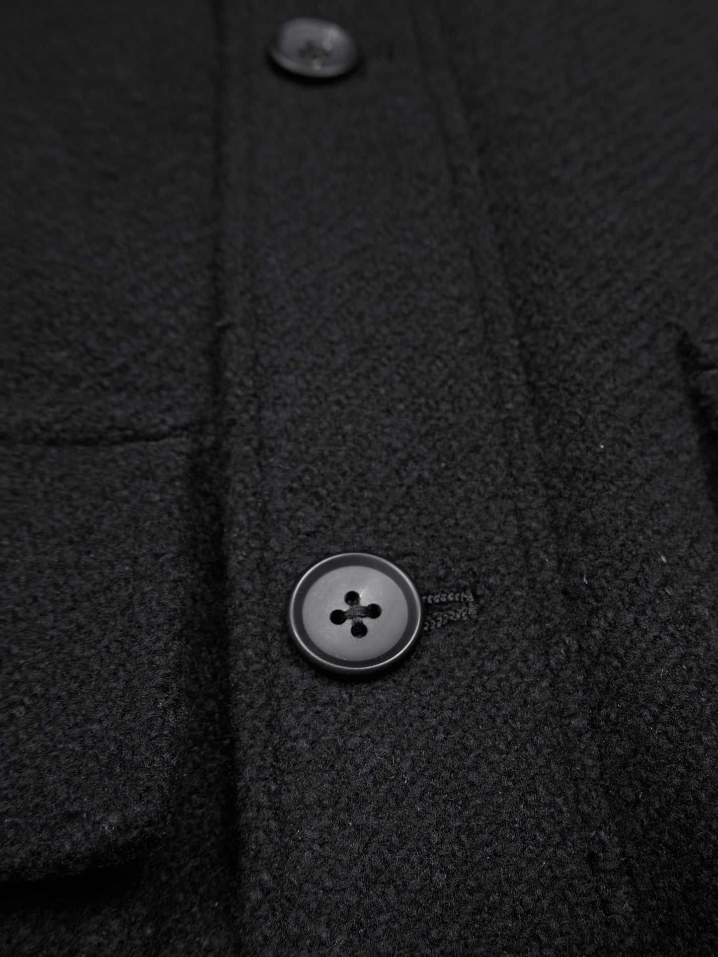 Super140's WOOL /LINEN TWISTED TWEED HOODED COAT｜BLACK