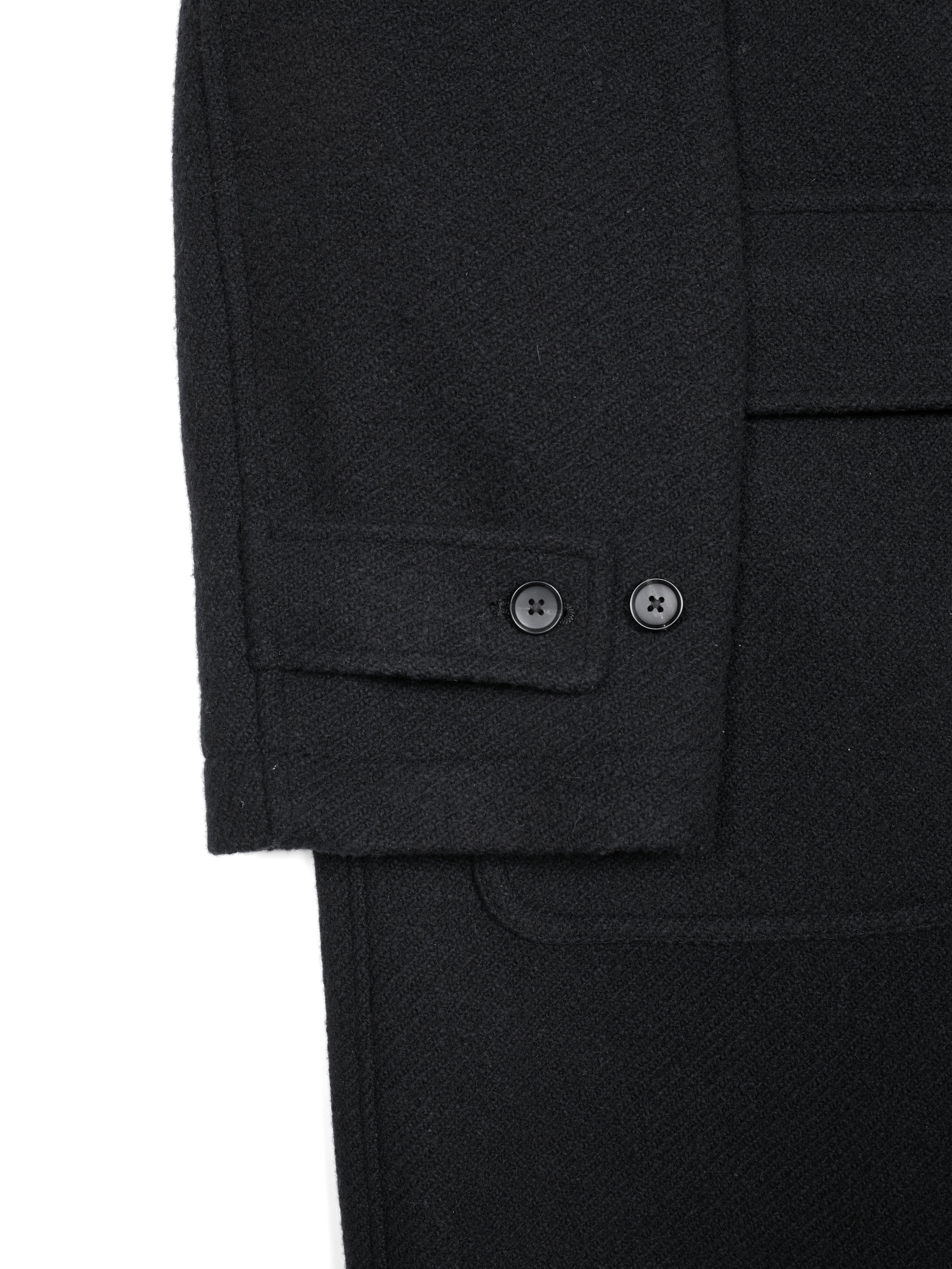 Super140's WOOL /LINEN TWISTED TWEED HOODED COAT｜BLACK – Cornier