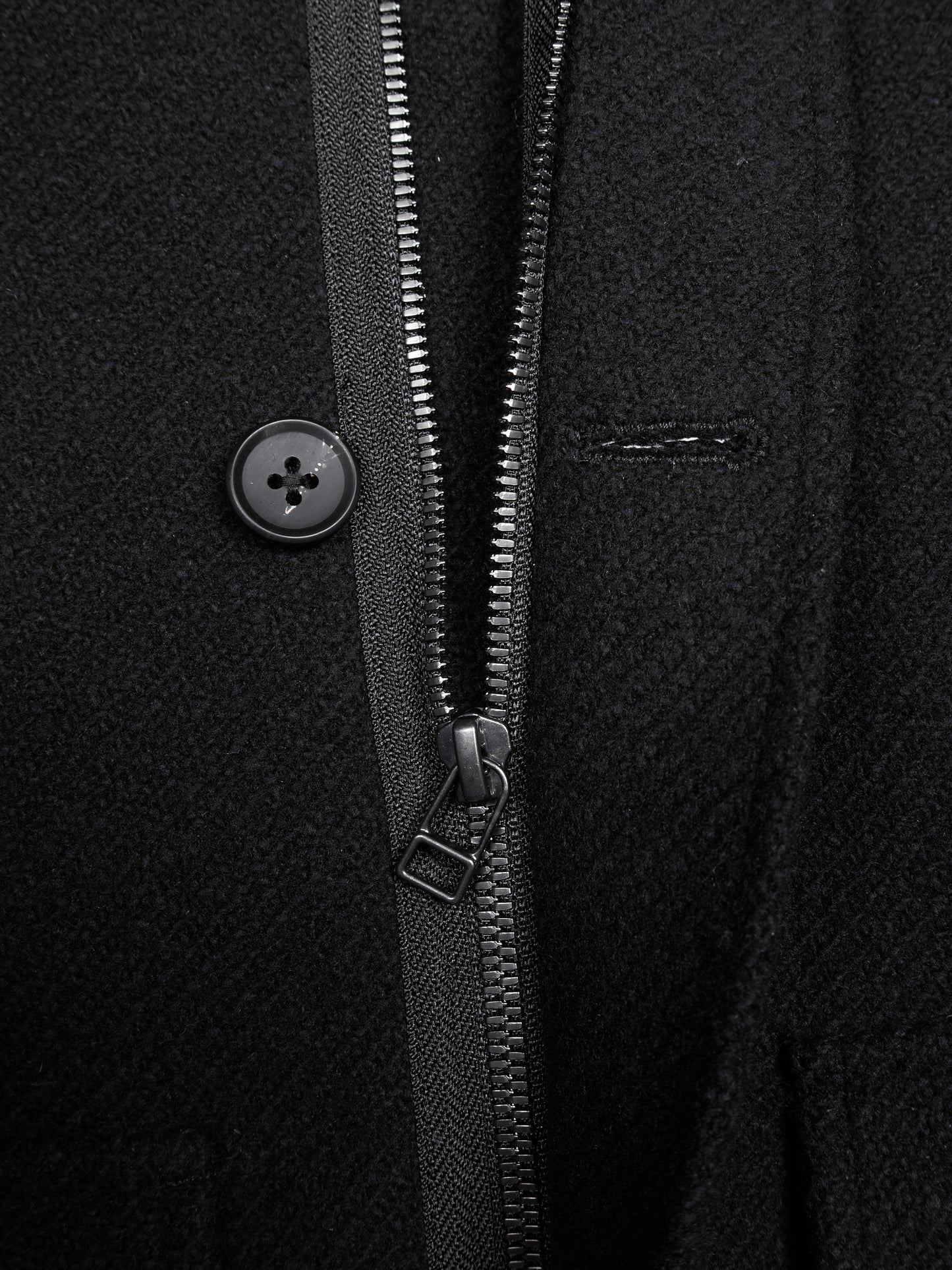 Super140's WOOL /LINEN TWISTED TWEED HOODED COAT｜BLACK