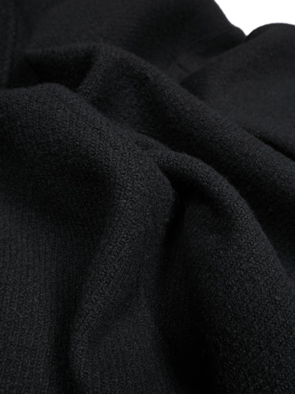 Super140's WOOL /LINEN TWISTED TWEED HOODED COAT｜BLACK