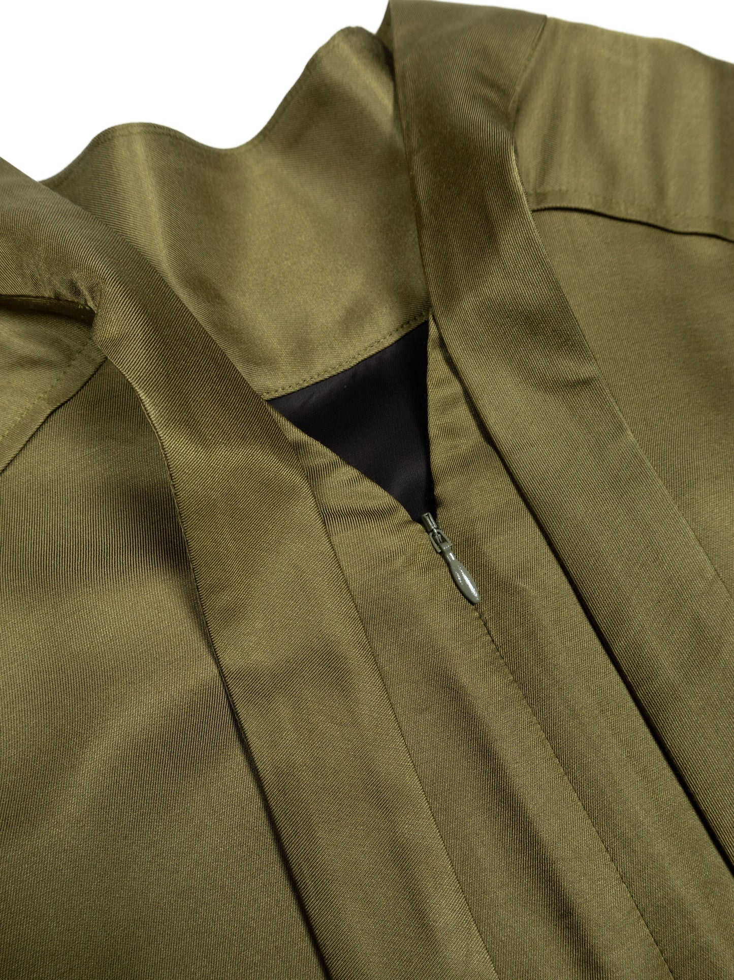 BRAZIL SILK/CUPRA TWILL DRESS｜YELLOW KHAKI