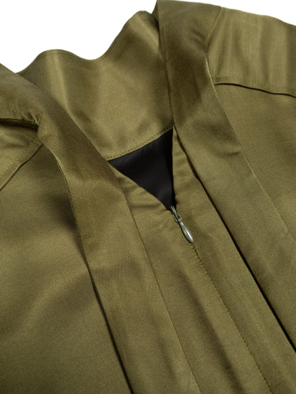 BRAZIL SILK/CUPRA TWILL DRESS｜YELLOW KHAKI