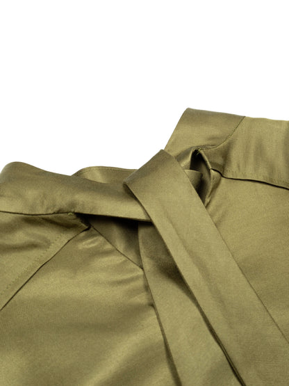 BRAZIL SILK/CUPRA TWILL DRESS｜YELLOW KHAKI