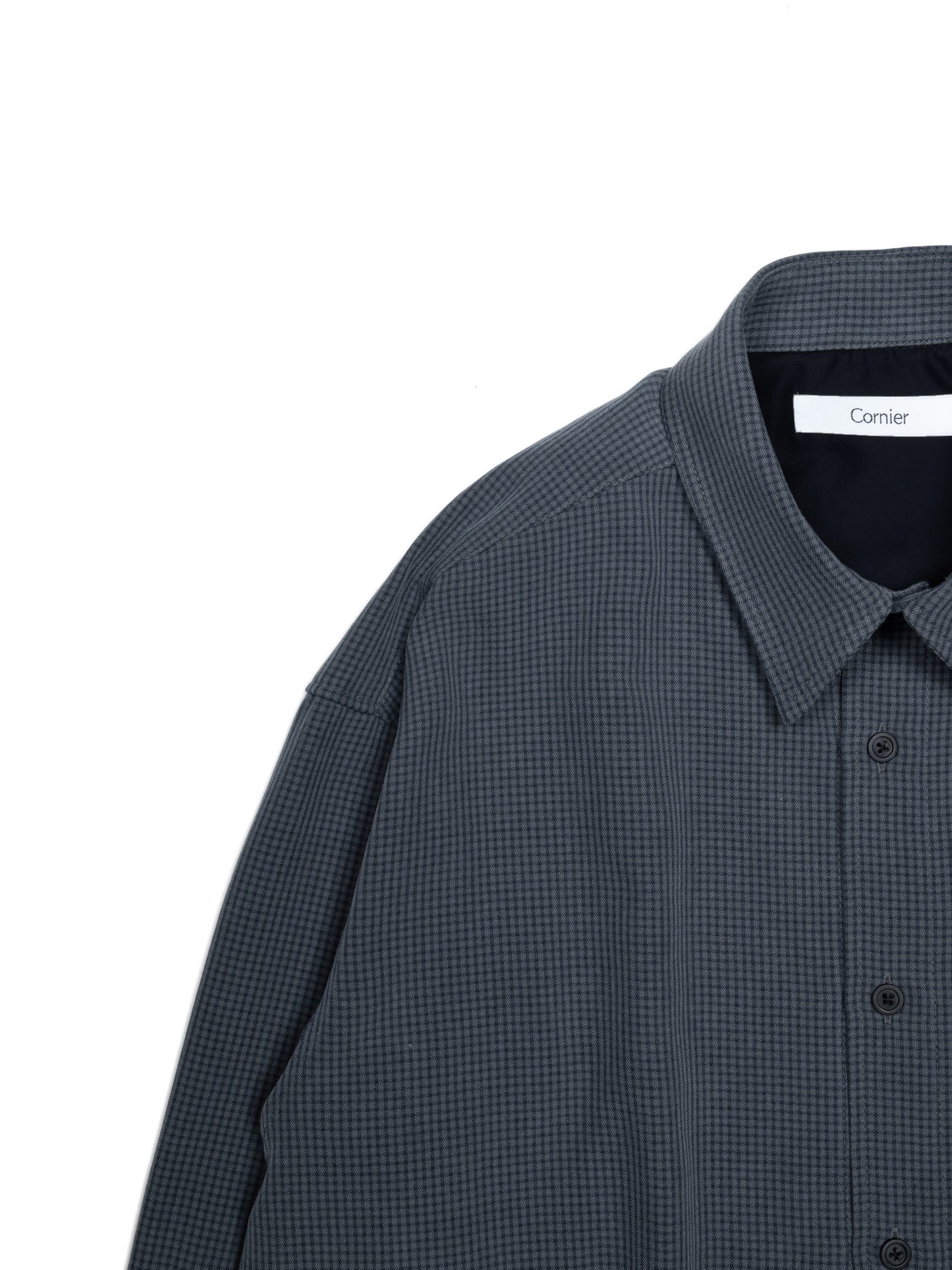 SILK GABARDINE CHECK SHIRTS｜NAVY CHECK