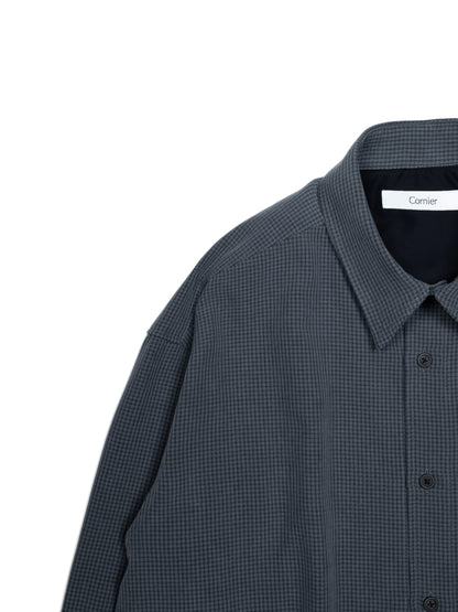 SILK GABARDINE CHECK SHIRTS｜NAVY CHECK