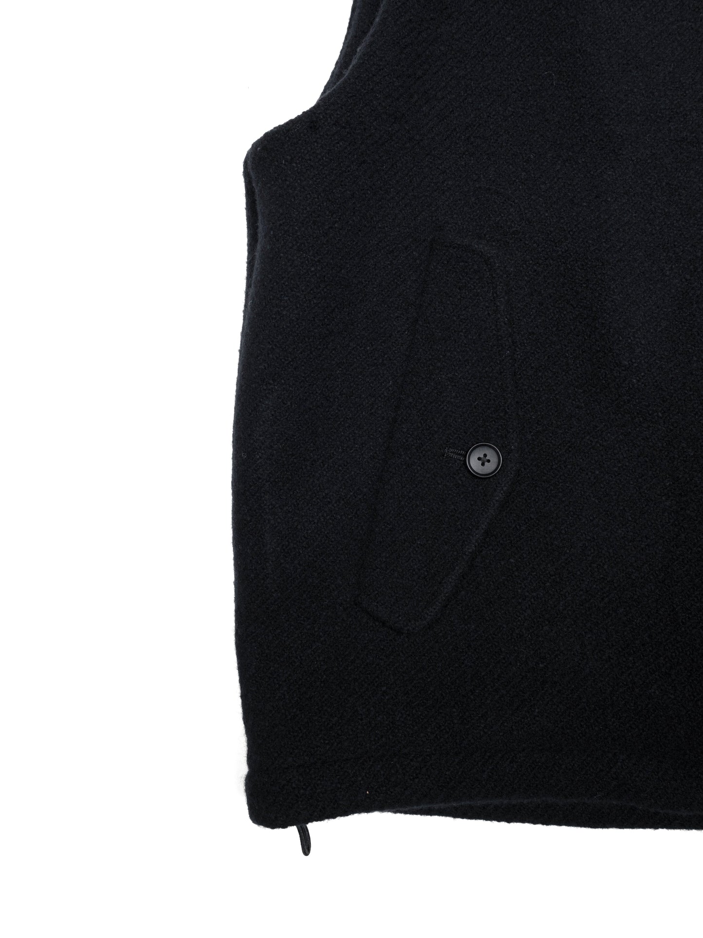 Super140's WOOL /LINEN TWISTED TWEED VEST｜BLACK