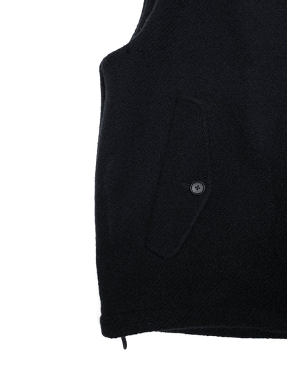Super140's WOOL /LINEN TWISTED TWEED VEST｜BLACK