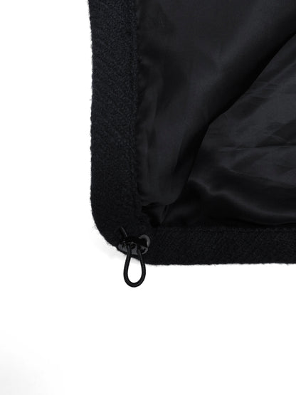 Super140's WOOL /LINEN TWISTED TWEED VEST｜BLACK