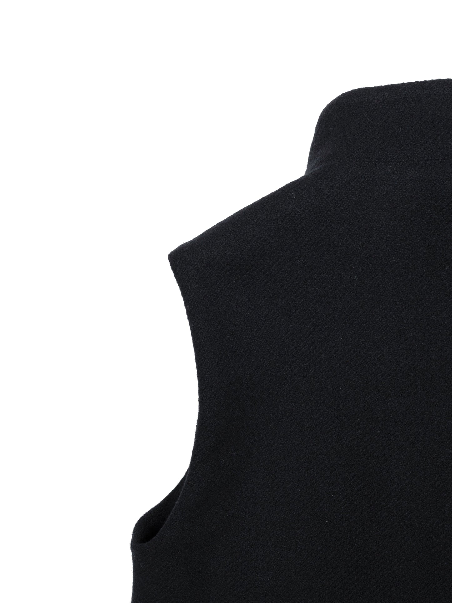 Super140's WOOL /LINEN TWISTED TWEED VEST｜BLACK