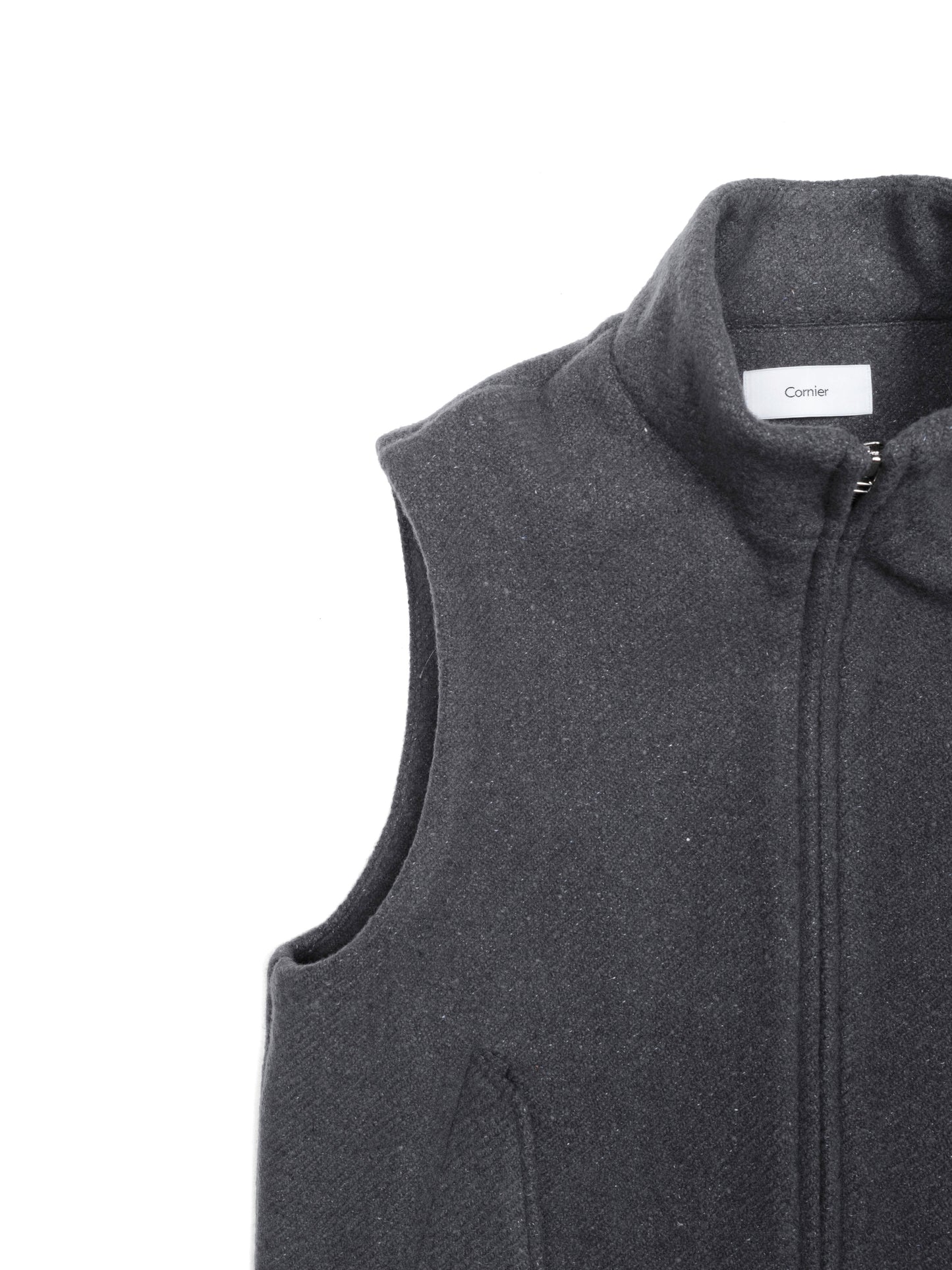 Super140's WOOL /LINEN TWISTED TWEED VEST｜GRAY