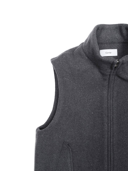 Super140's WOOL /LINEN TWISTED TWEED VEST｜GRAY