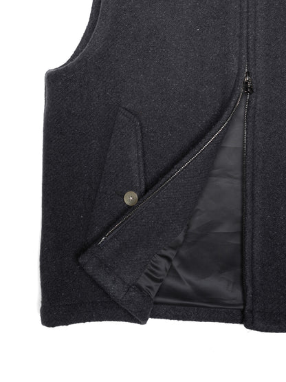 Super140's WOOL /LINEN TWISTED TWEED VEST｜GRAY