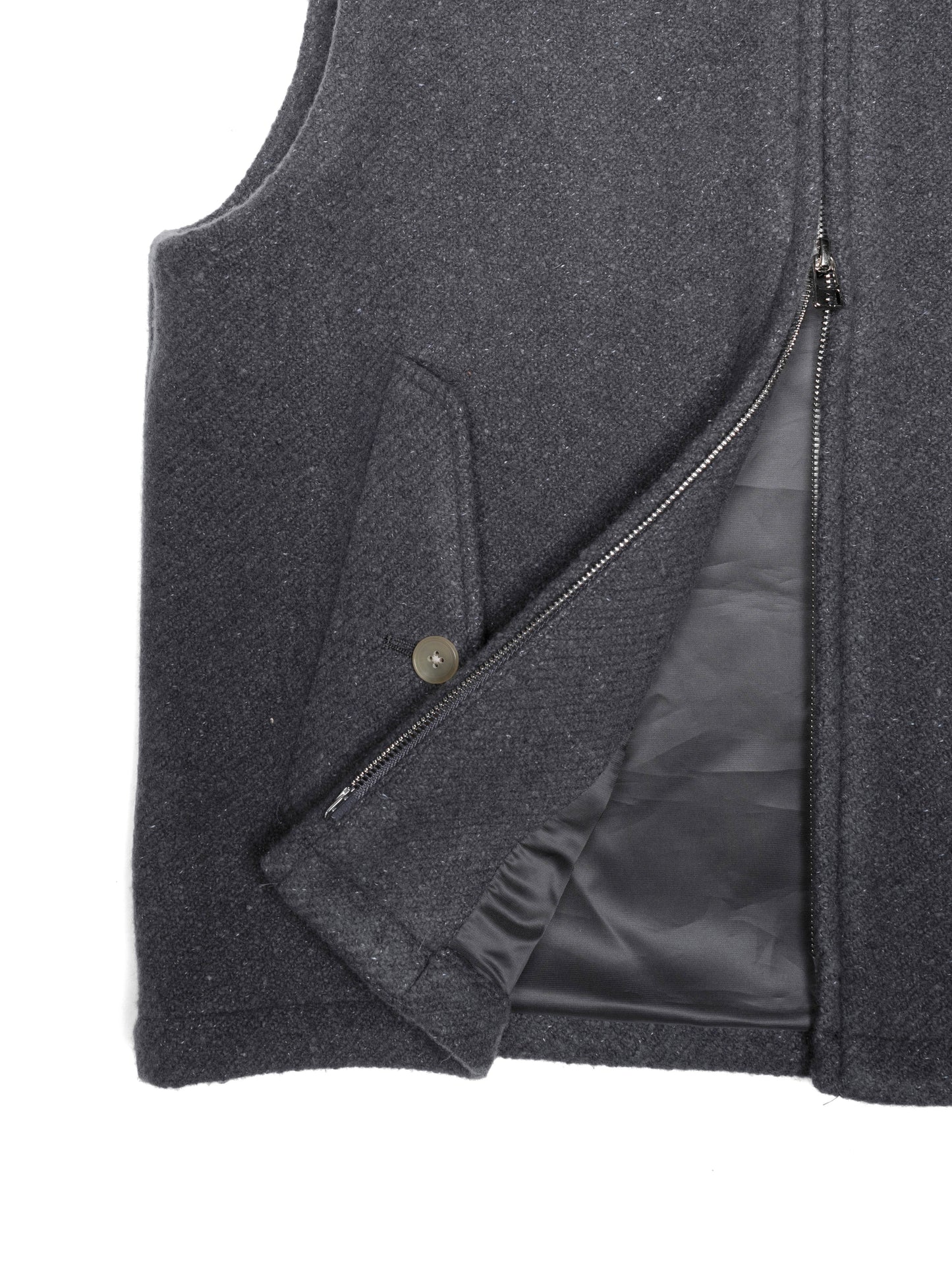 Super140's WOOL /LINEN TWISTED TWEED VEST｜GRAY