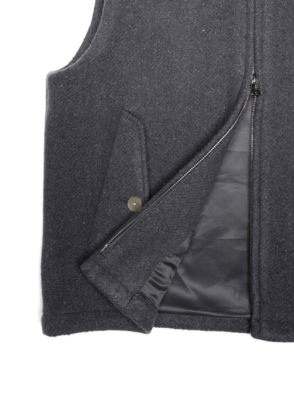 Super140's WOOL /LINEN TWISTED TWEED VEST｜GRAY