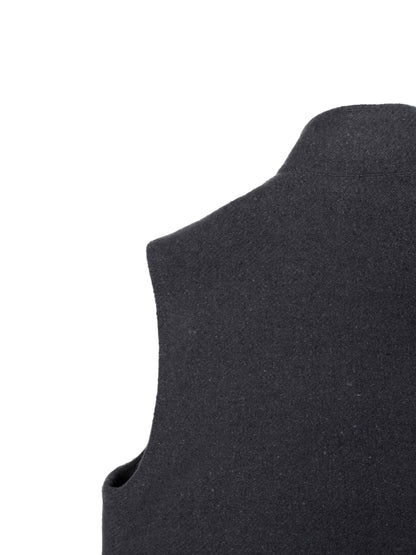 Super140's WOOL /LINEN TWISTED TWEED VEST｜GRAY