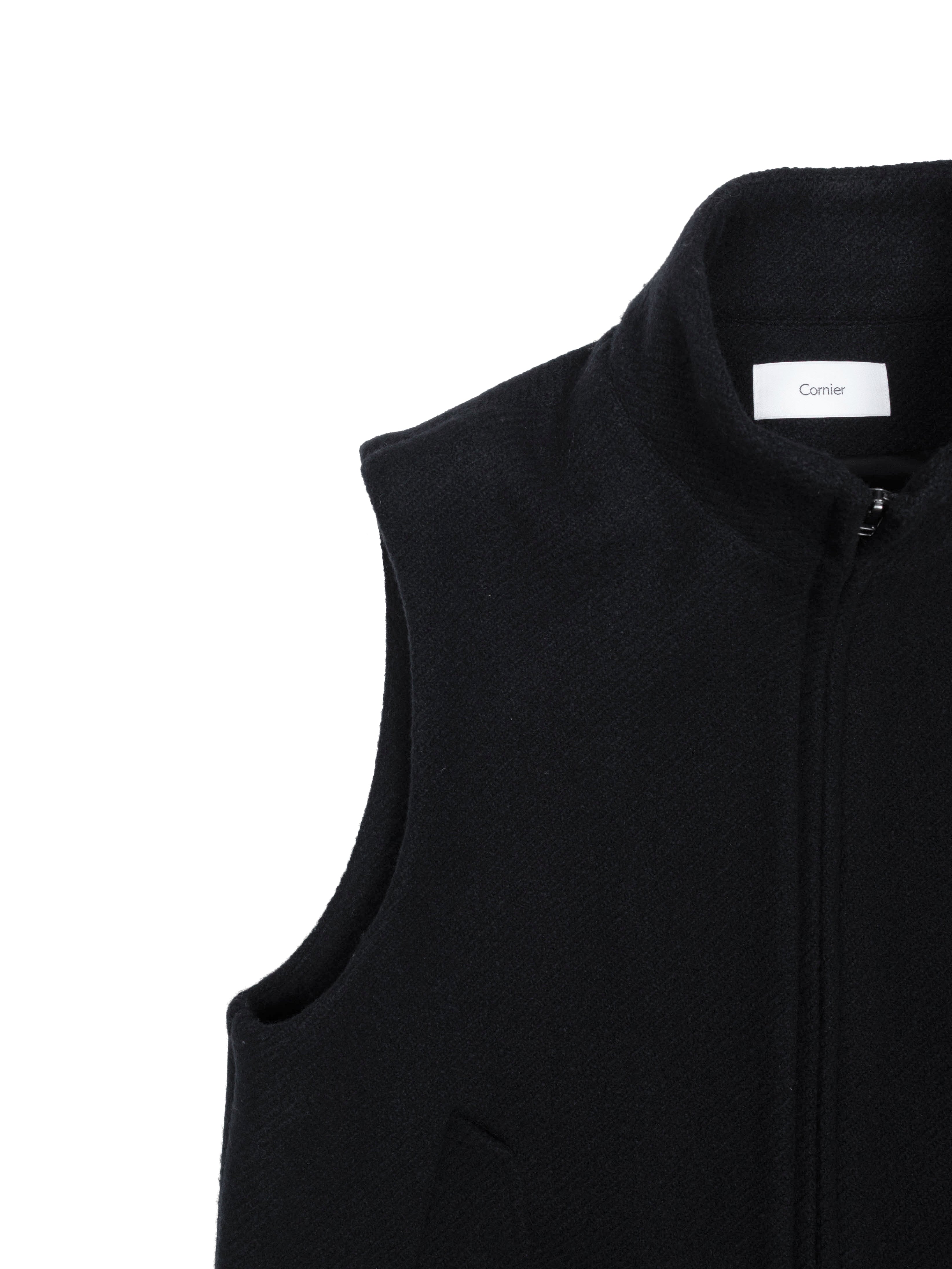 Super140's WOOL /LINEN TWISTED TWEED VEST｜BLACK – Cornier