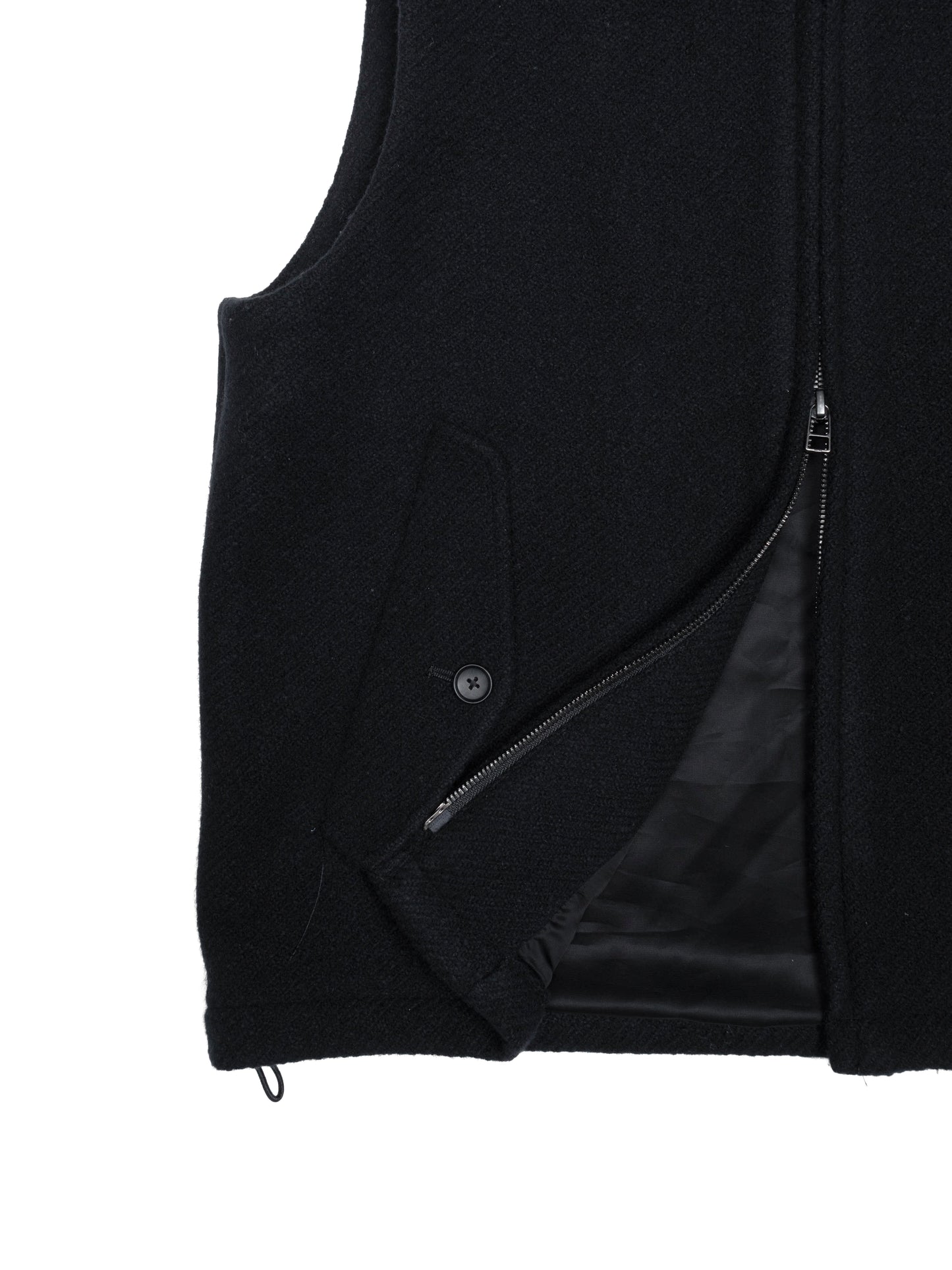 Super140's WOOL /LINEN TWISTED TWEED VEST｜BLACK