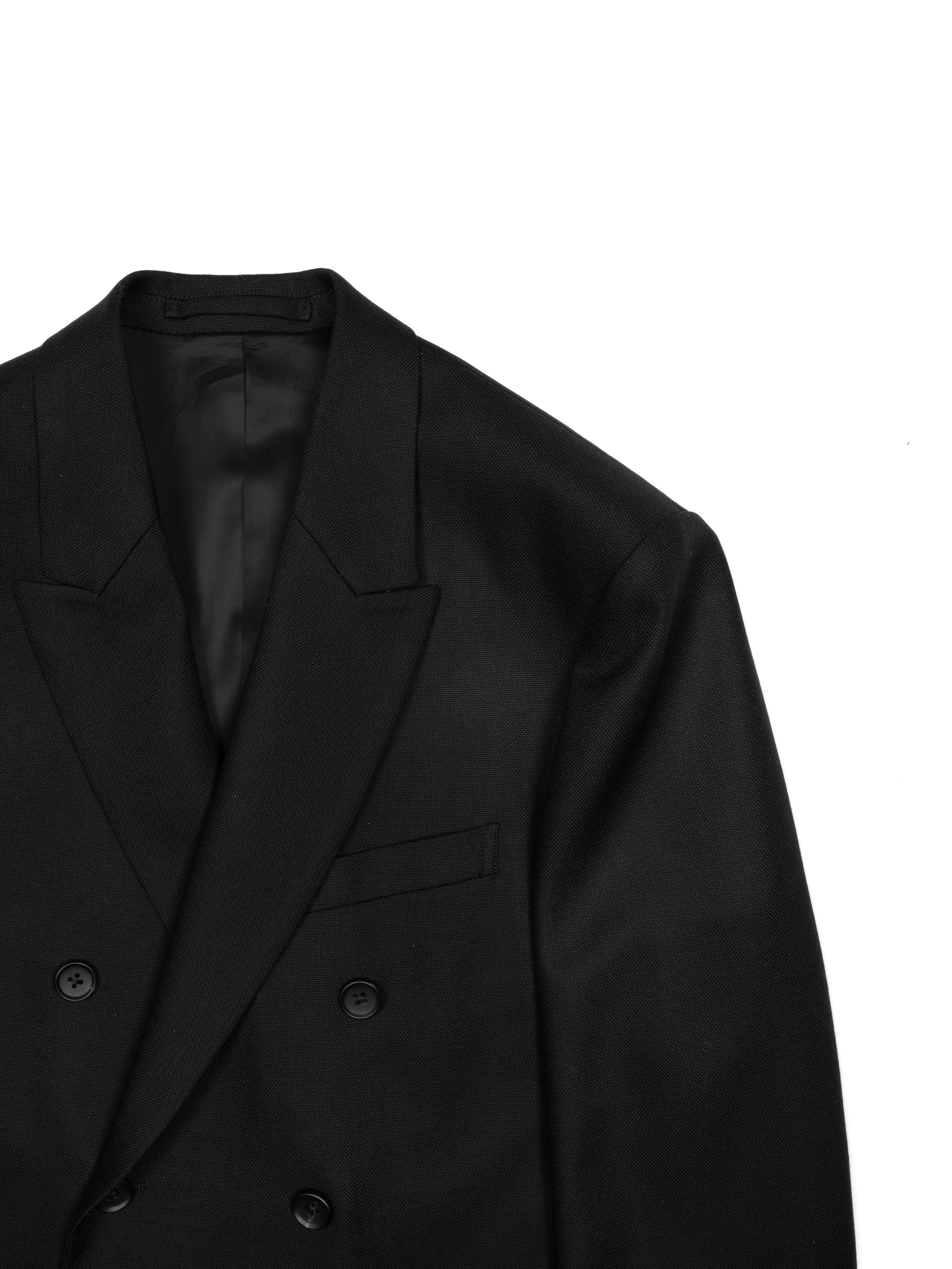 Super140's WOOL MAT DOUBLE BREASTED JACKET｜BLACK – Cornier