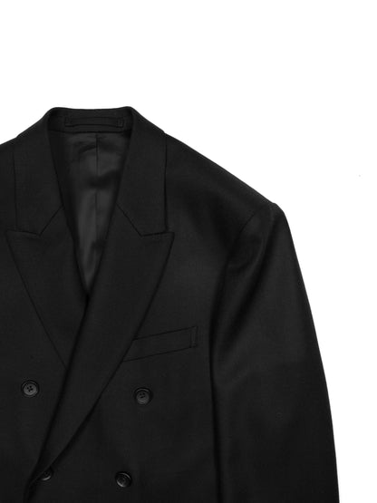 Super140's WOOL MAT DOUBLE BREASTED JACKET｜BLACK