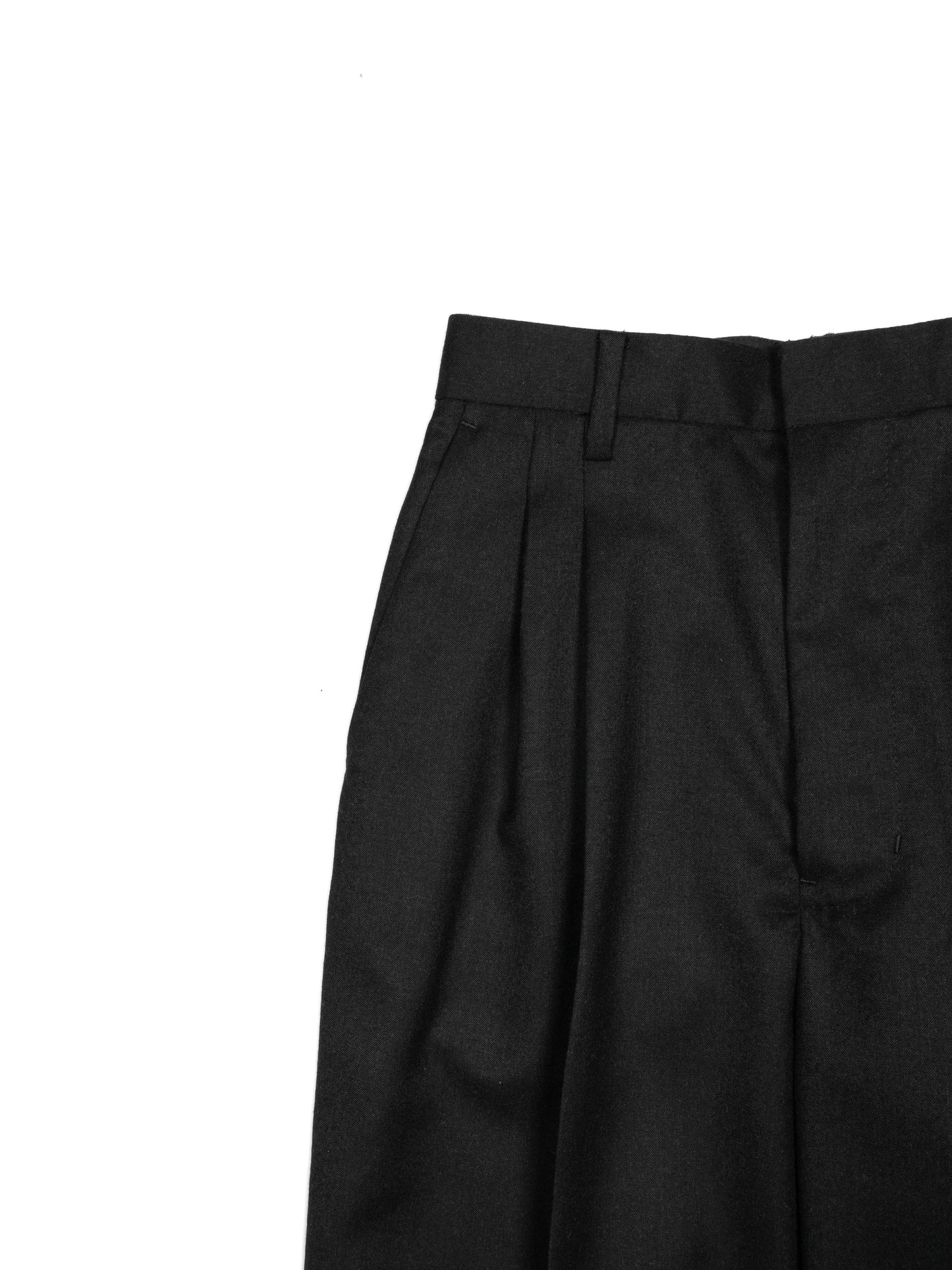 Super130's WORSTED WOOL LIGHT MILLED SLACKS for WOMEN｜TOP BLACK