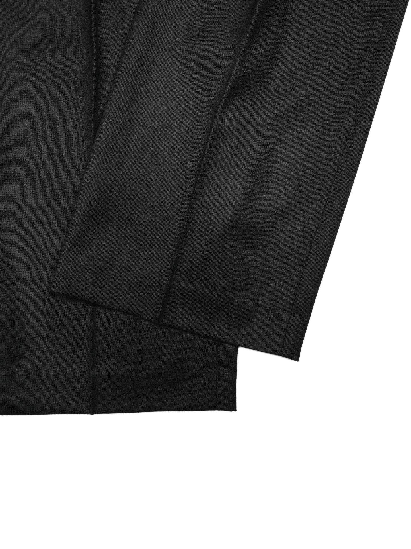 Super130's WORSTED WOOL LIGHT MILLED SLACKS for WOMEN｜TOP BLACK
