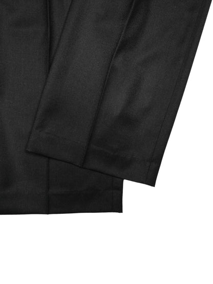 Super130's WORSTED WOOL LIGHT MILLED SLACKS for WOMEN｜TOP BLACK