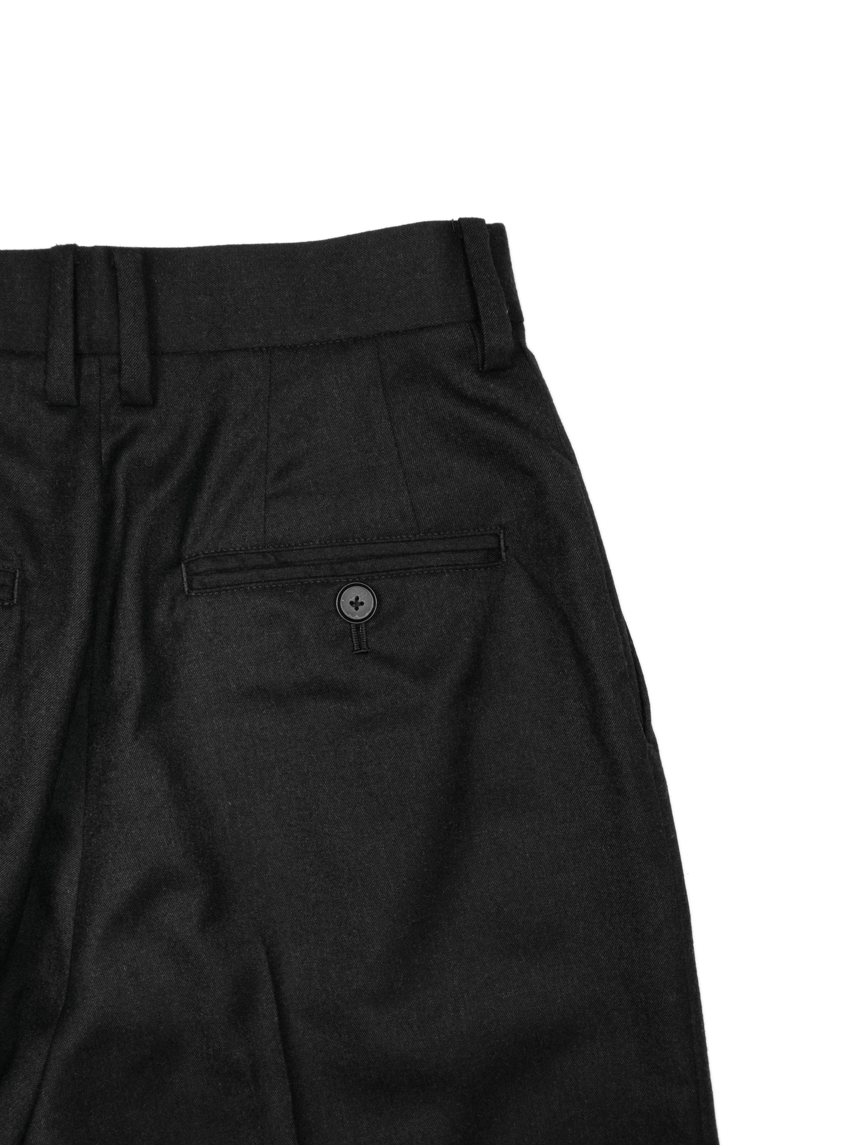 Super130's WORSTED WOOL LIGHT MILLED SLACKS for WOMEN｜TOP BLACK